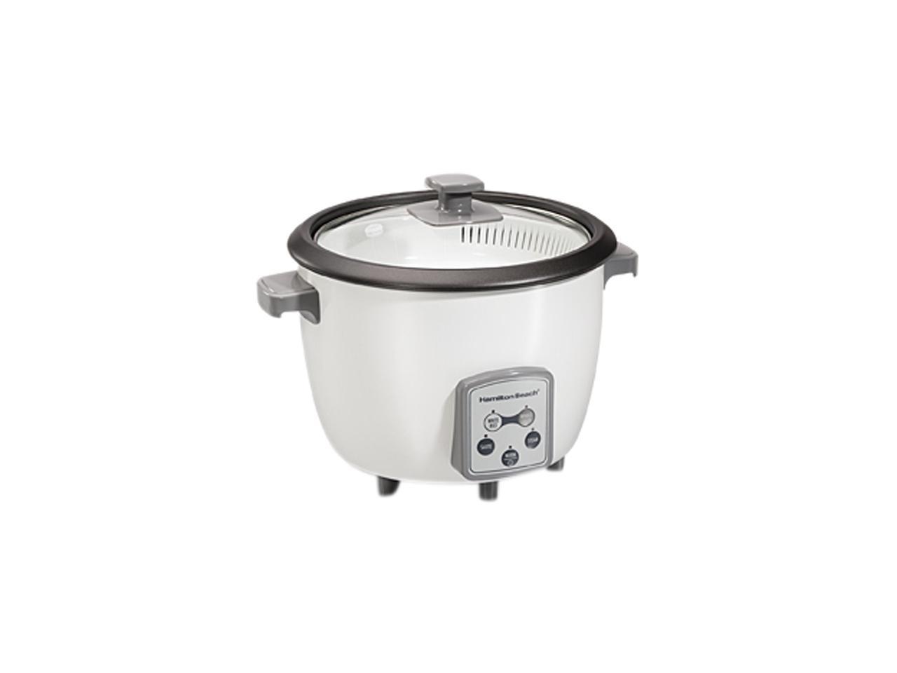 Hamilton Beach 37547 White 16 Cups Digital Rice Cooker Food Steamer