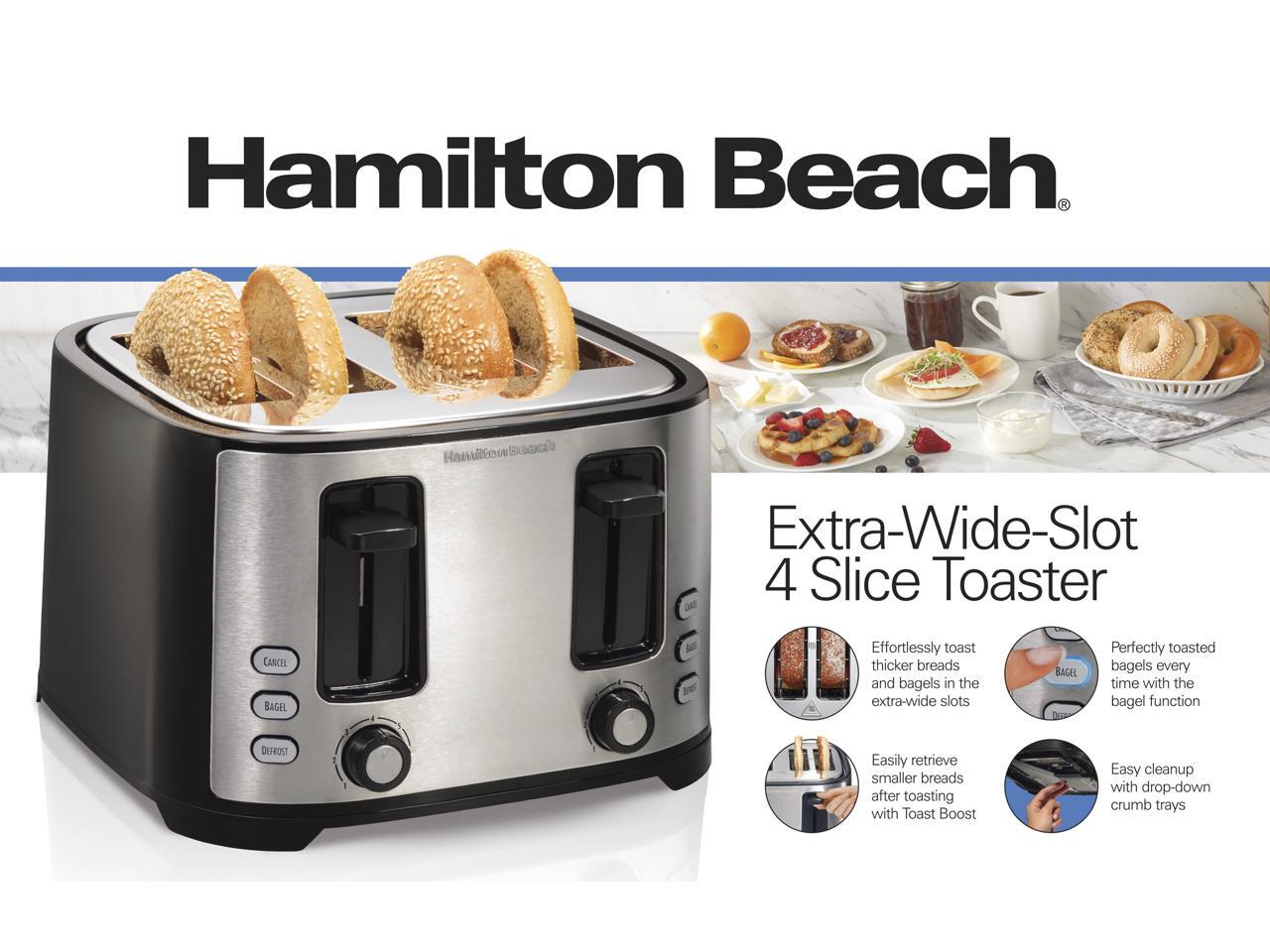 Hamilton Beach ExtraWideSlot 4 Slice Toaster Black & Silver 24633V