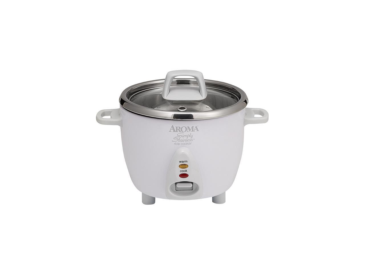 AROMA ARC757SG White Simply Stainless 14Cup Rice Cooker