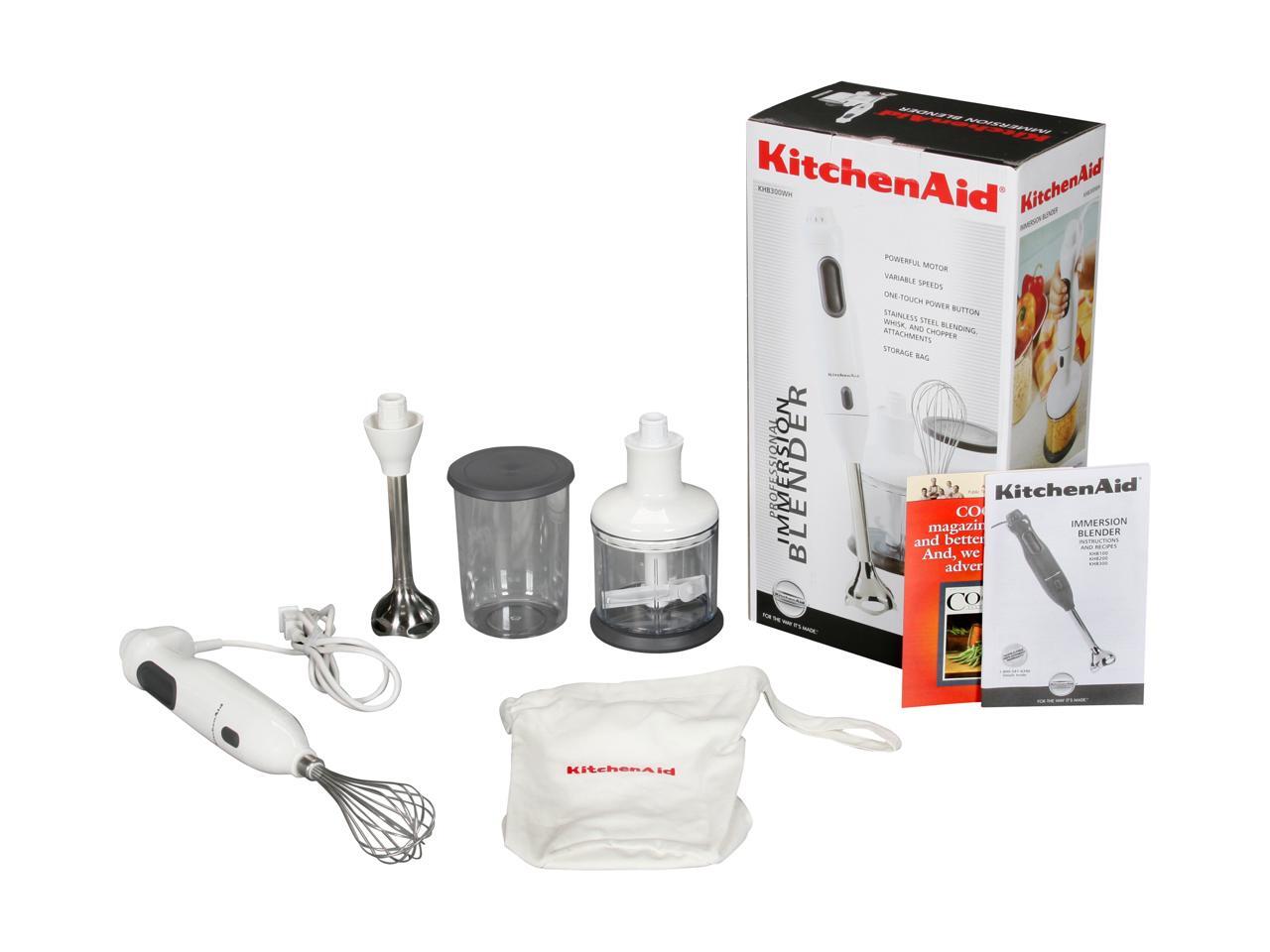 KitchenAid KHB300WH White Immersion Blender w/Attachments