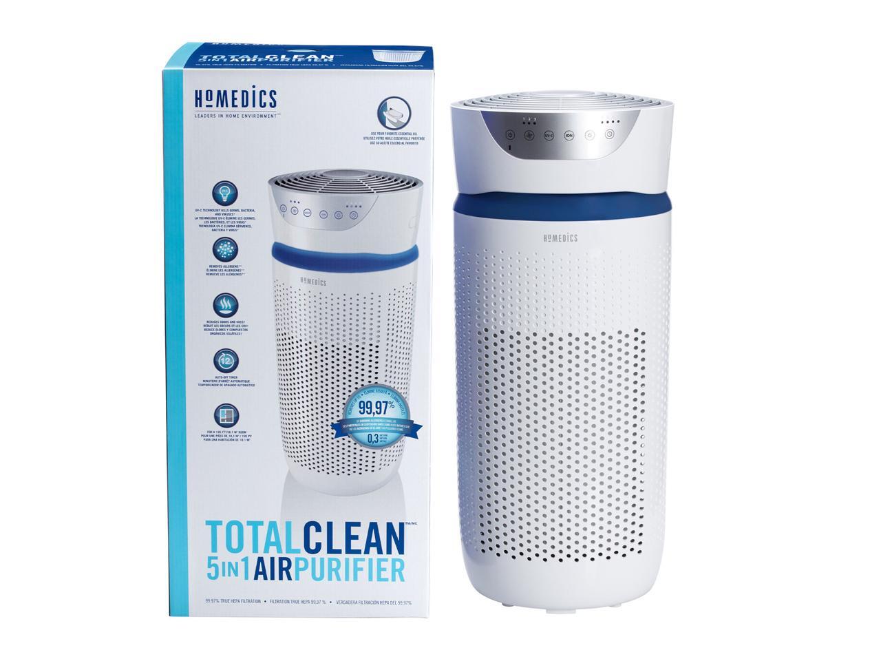 Homedics 5 in 1 Tower Air Purifier 360 True HEPA Filtration, Energy