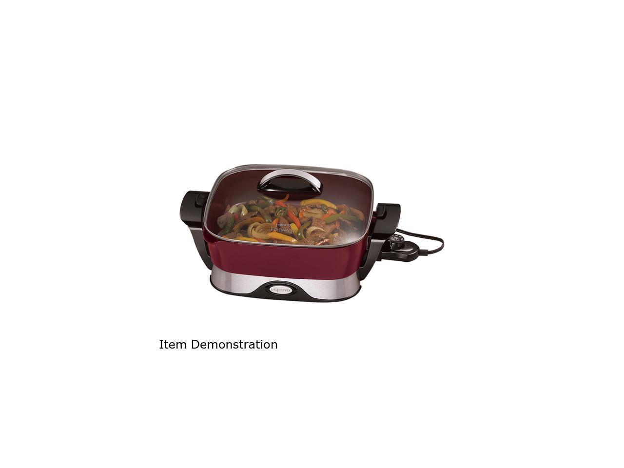 PRESTO 07115 Red 12" Electric Foldaway Ceramic Skillet