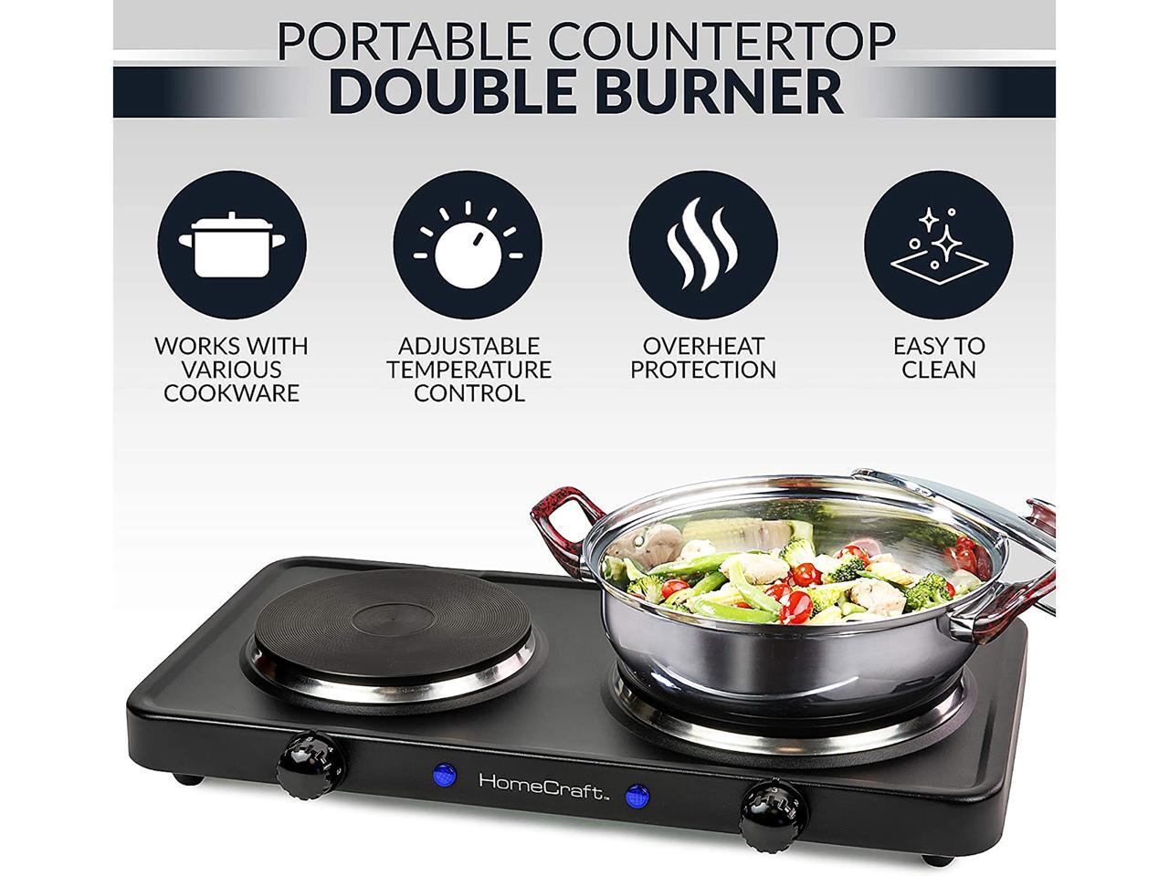 Nostalgia HomeCraft Double Burner Hot Plate HCDB15BK