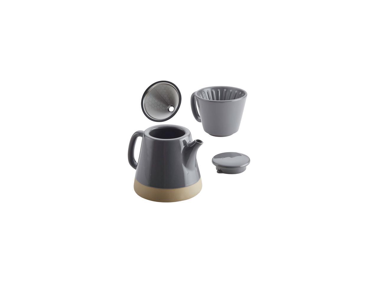 Rachael Ray 47538 Ceramic PourOver Coffee Set, 5Cup, Dark Sea Salt