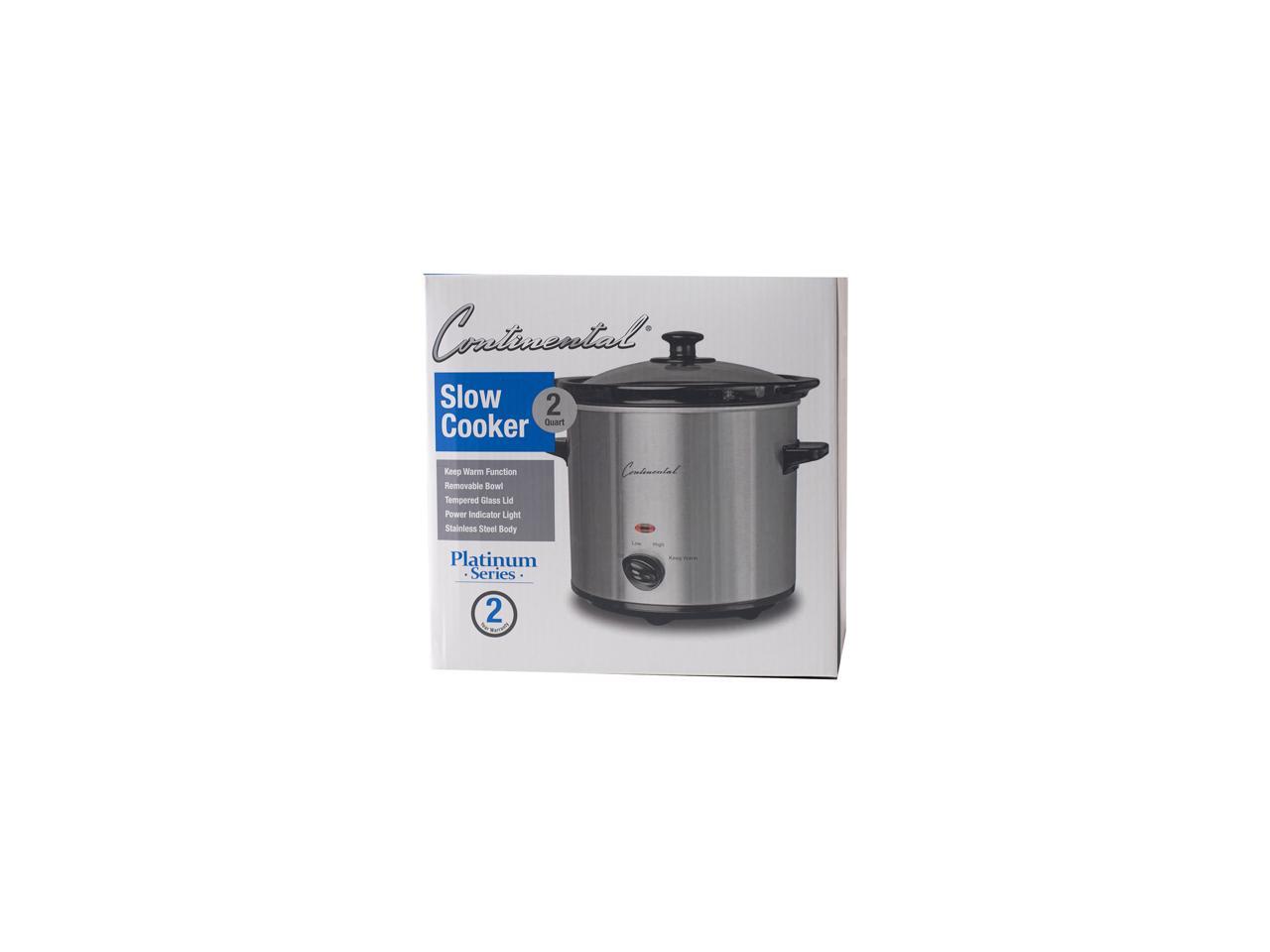 Continental Electric 2 Quart Slow Cooker, Stainless Steel CP43729