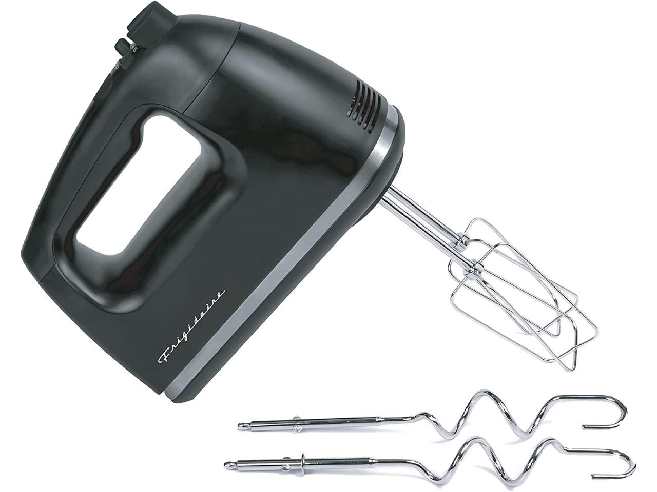 FRIGIDAIRE Hand Mixer Whisk with Chrome Beater, Dough Hook, 5 Speed