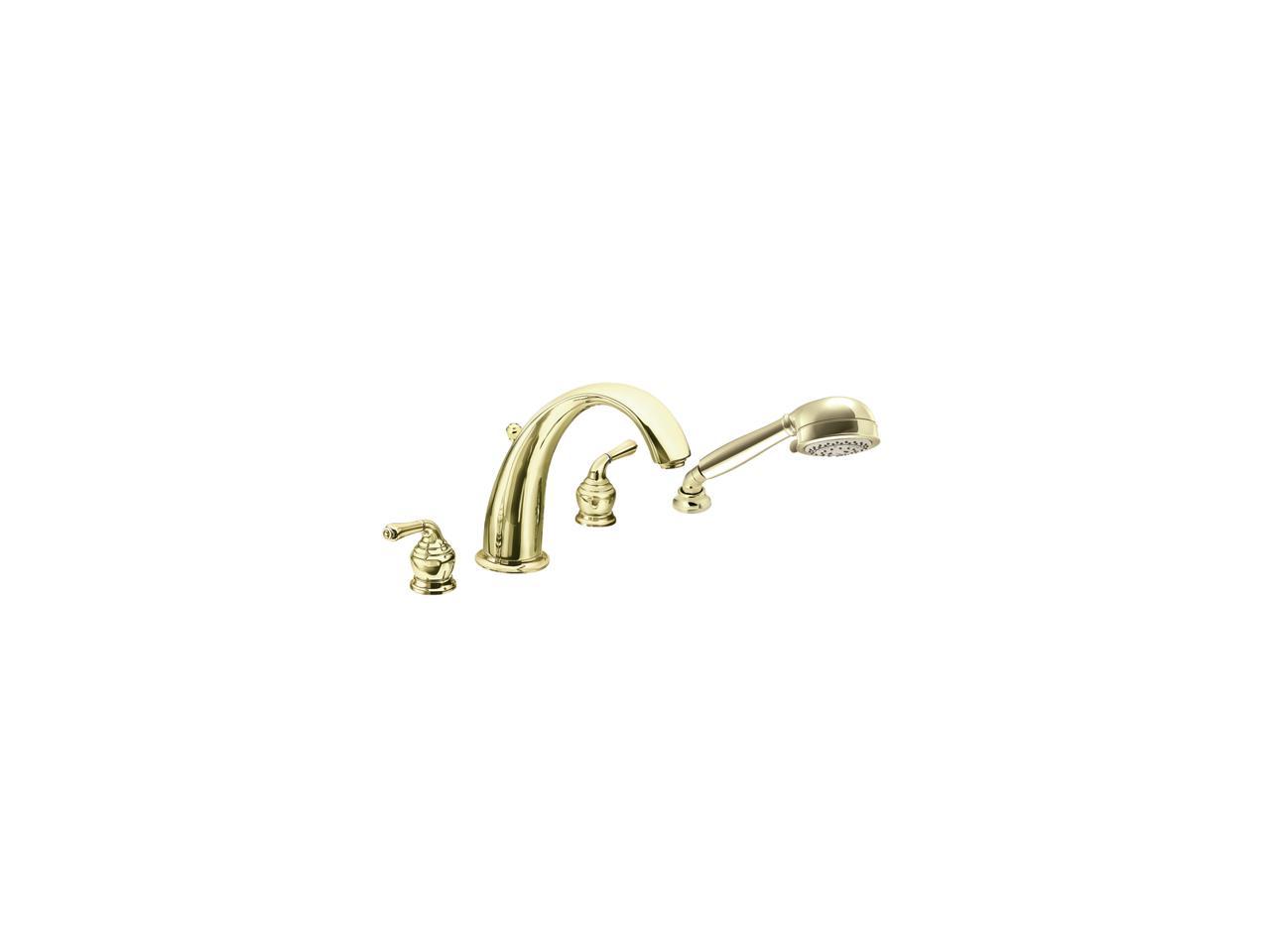 Moen T956 Monticello Chrome Two Handle High Arc Roman Tub Faucet Includes Hand Shower 