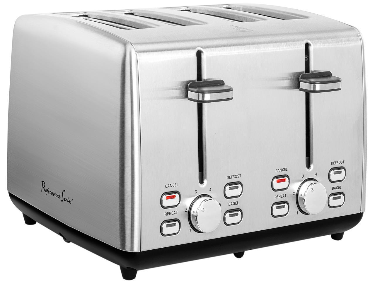 Continental Electric 4Slice Extra Wide Slot Toaster, Stainless Steel