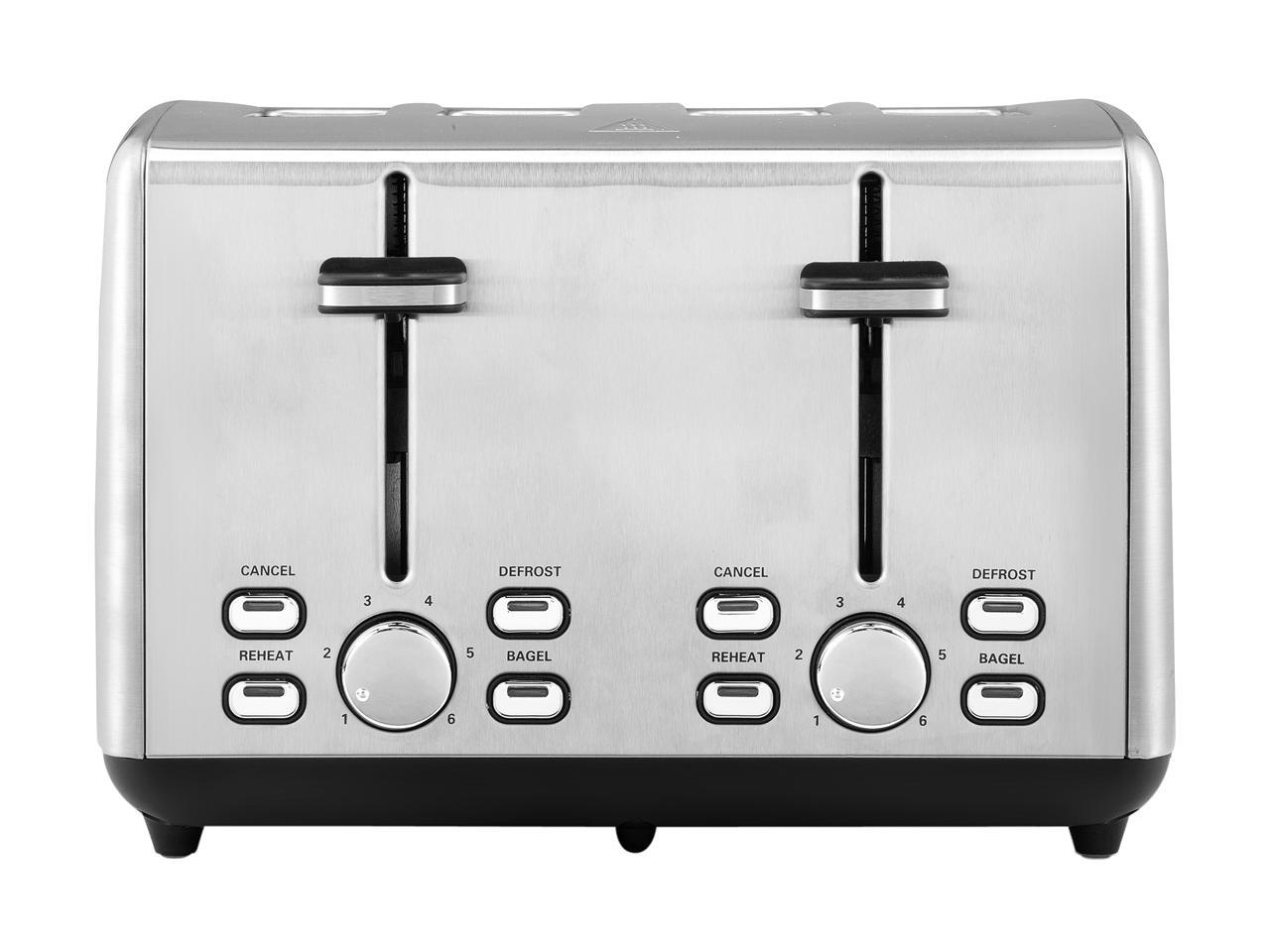 Continental Electric 4Slice Extra Wide Slot Toaster, Stainless Steel