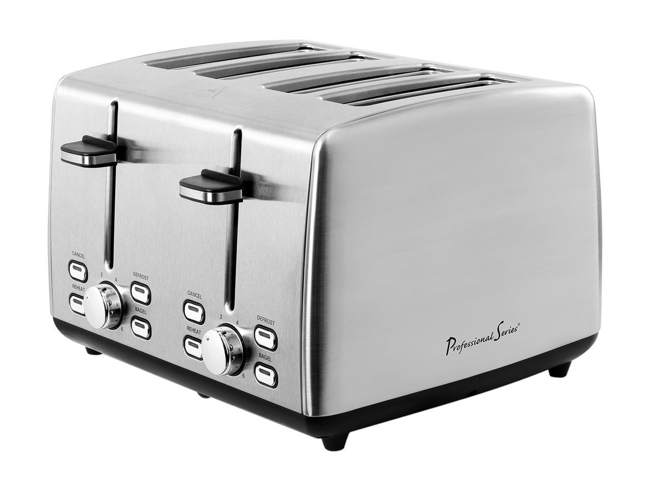 Continental Electric 4Slice Extra Wide Slot Toaster, Stainless Steel