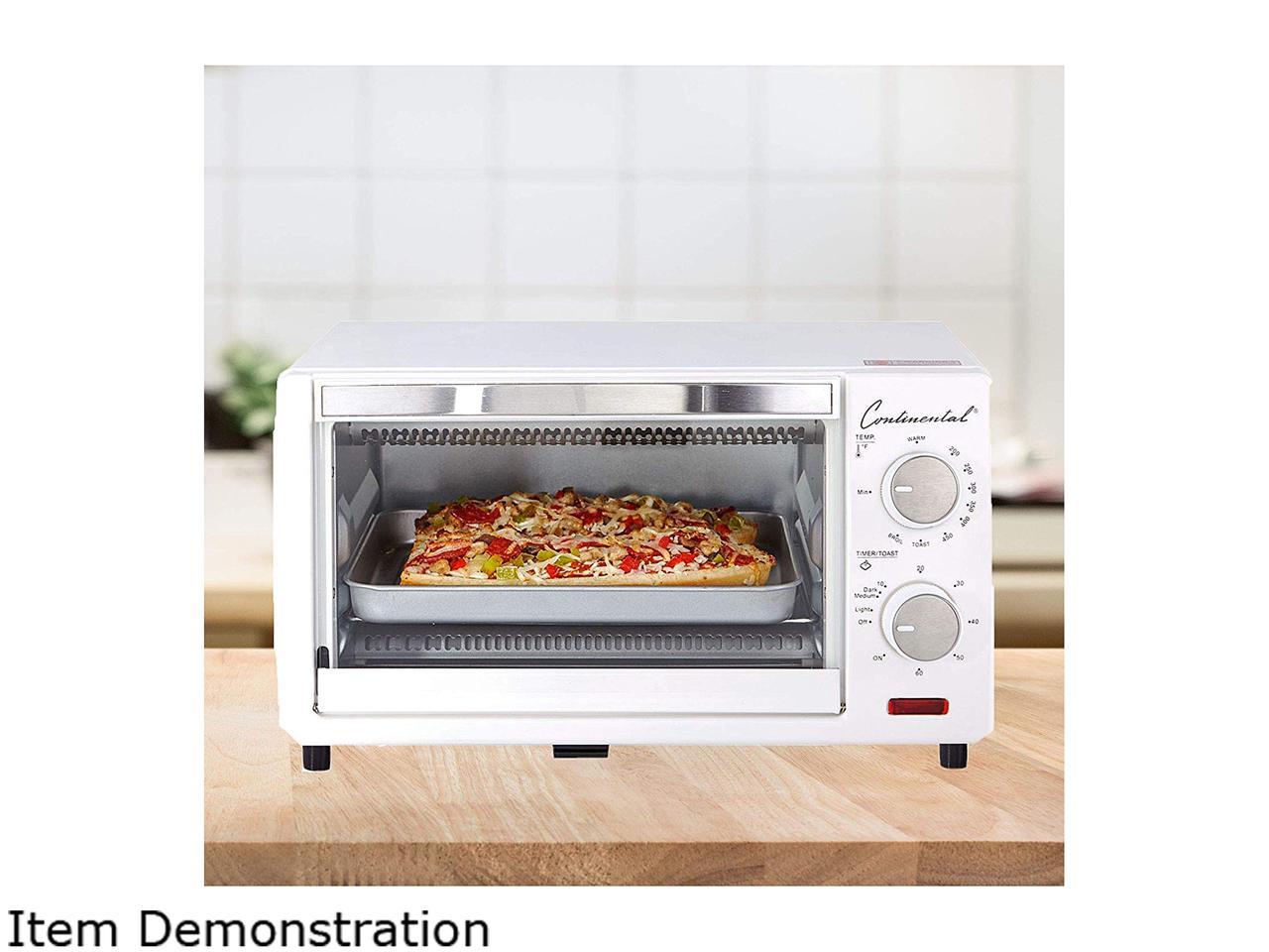 Continental Electrics 4Slice Toaster Oven & Broiler, White CETO101