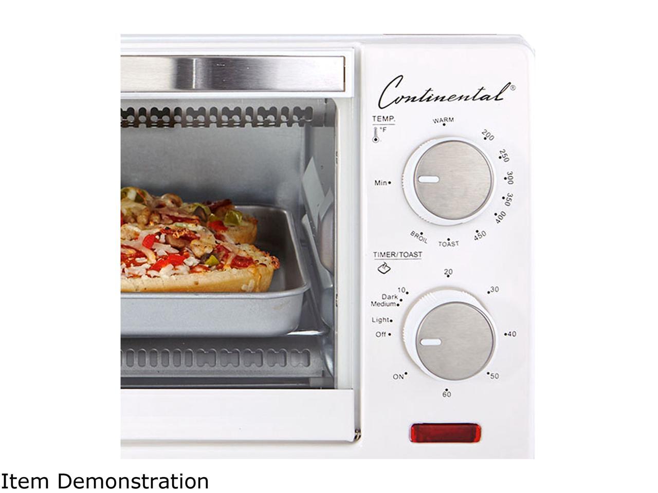 Continental Electrics 4Slice Toaster Oven & Broiler, White CETO101