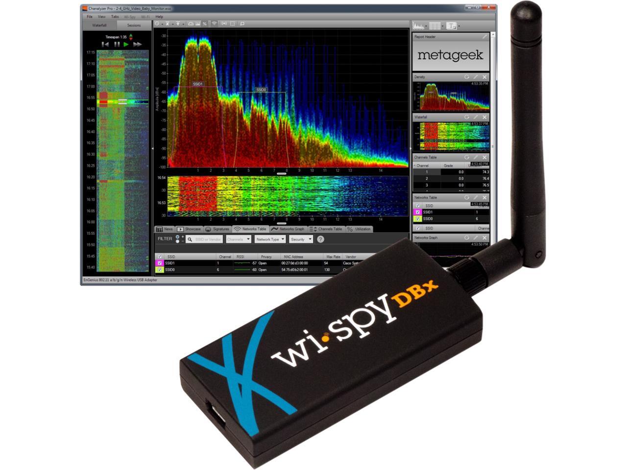 MetaGeek WiSpy DBx Pro USB Spectrum Analyzer with Chanalyzer Pro