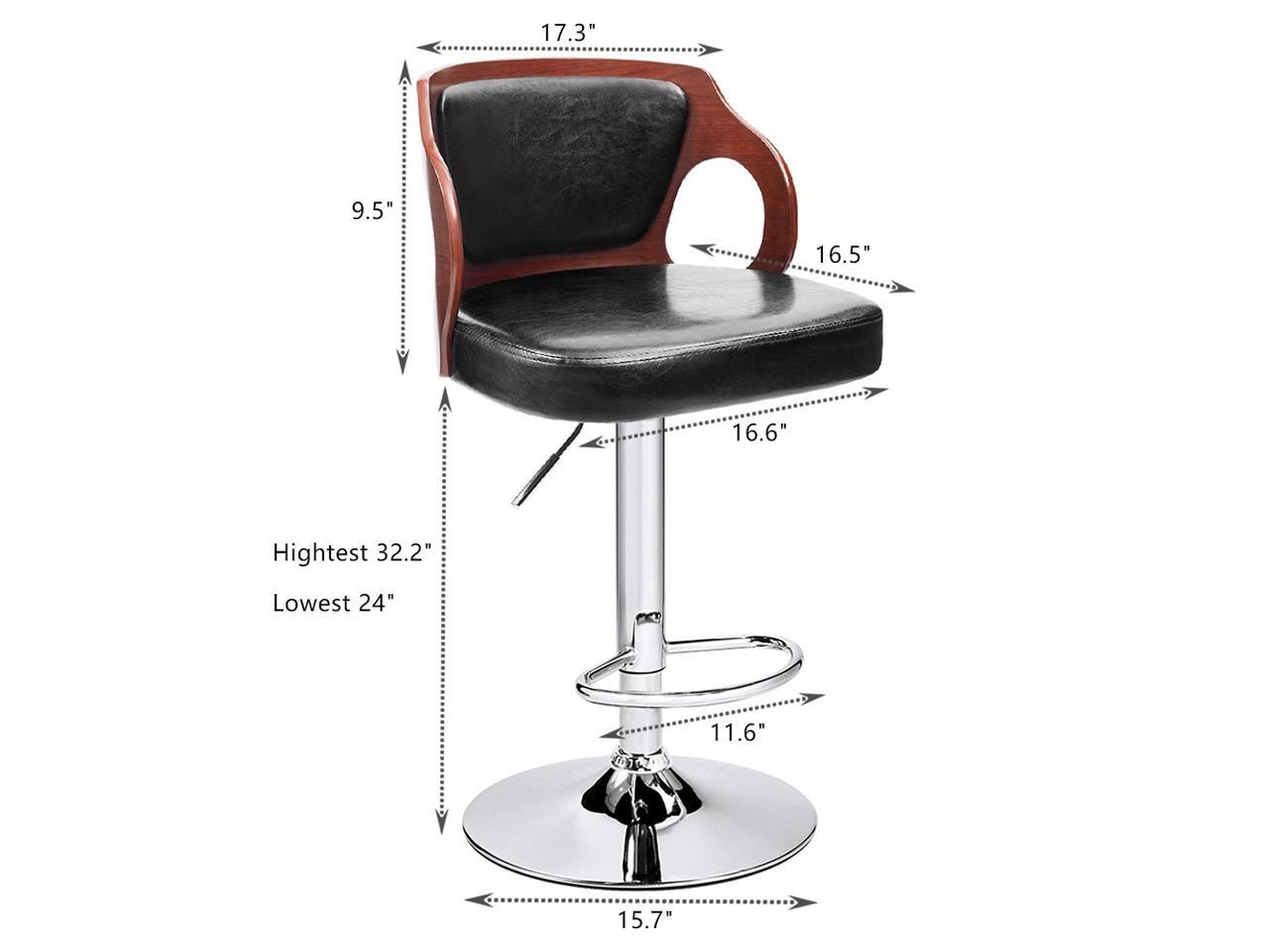 Homall Bar Stools Walnut Bentwood Adjustable Height Leather Modern Barstools with Back Vinyl