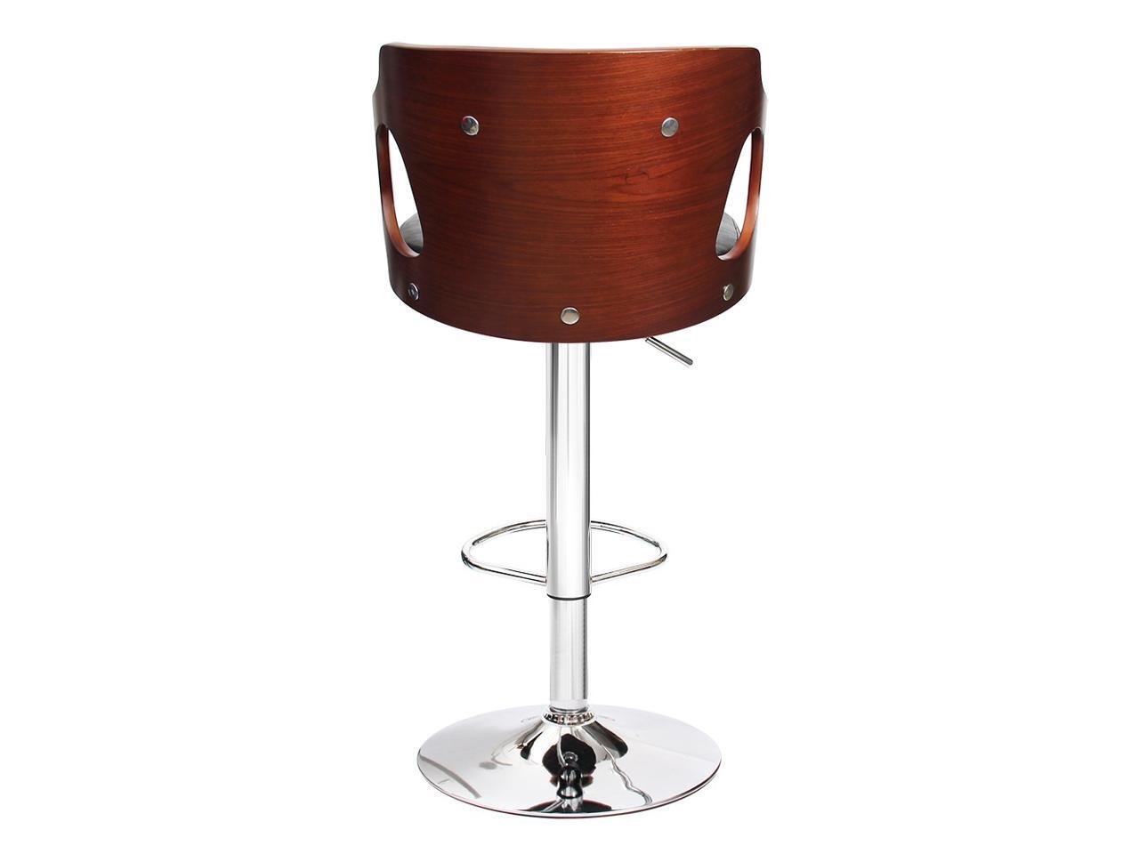 Homall Bar Stools Walnut Bentwood Adjustable Height Leather Modern Barstools with Back Vinyl