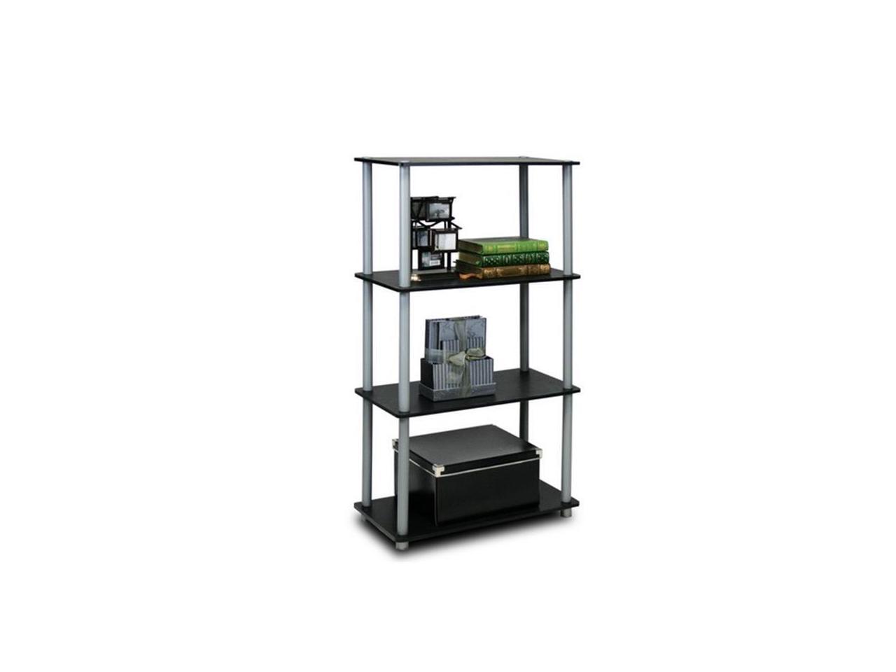 Furinno 99557bk Gy Turn N Tube 4 Tier Multipurpose Shelf Display Rack Black Grey Newegg Com