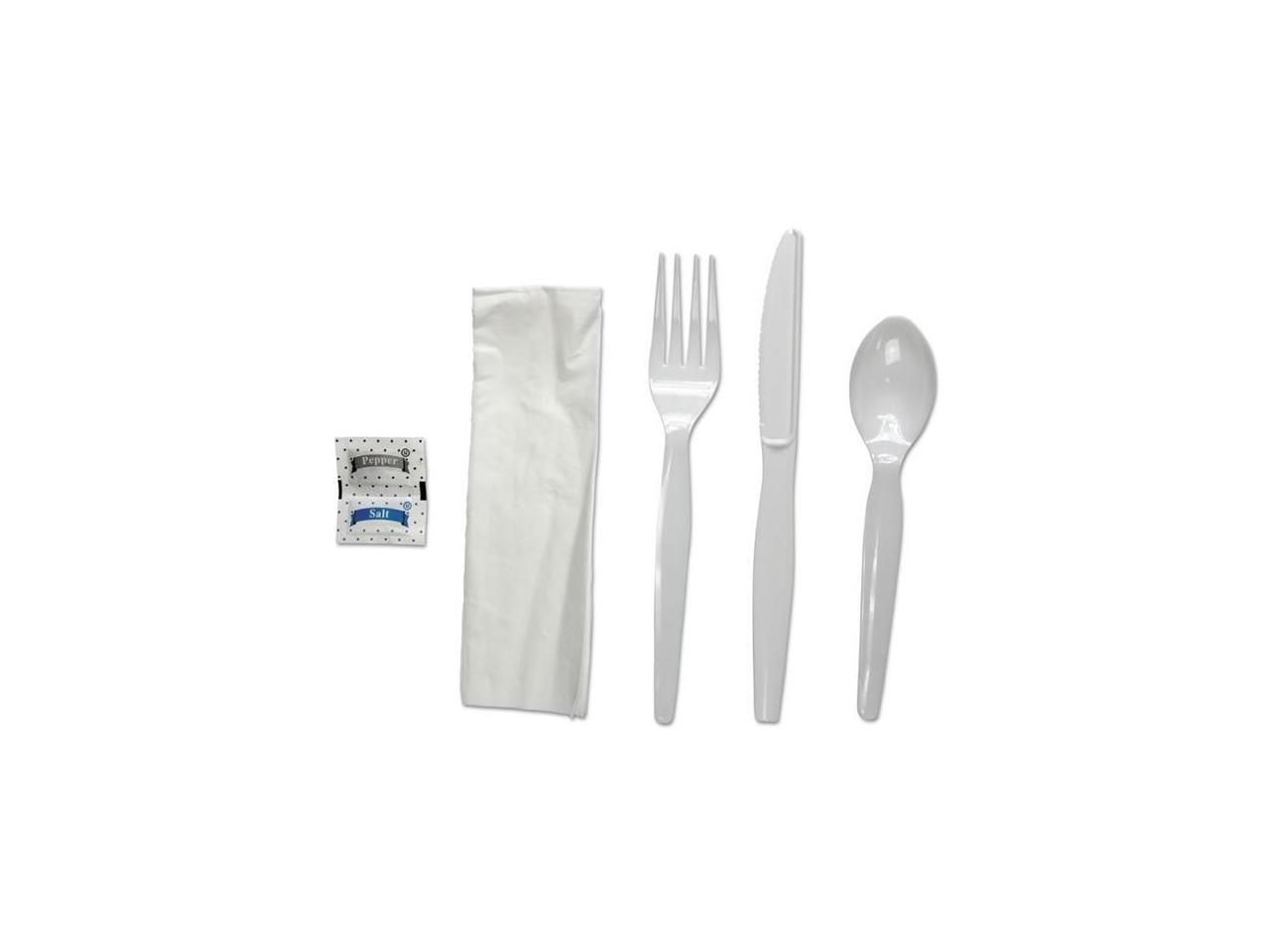 GENERAL SUPPLY Wrapped Cutlery Kit Fork/Knife/Spoon/Napkin White 250/Carton 