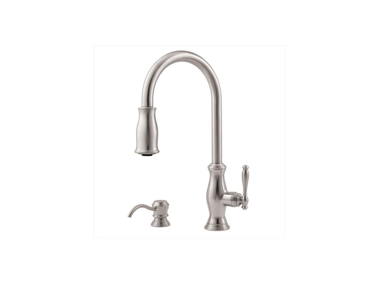 Price Pfister Gt529tms Hanover Single Handle 2 Or 4 Hole Pull Down Lead Free Kitchen Faucet With Soap Dispenser In Stainless Steel Neweggcom