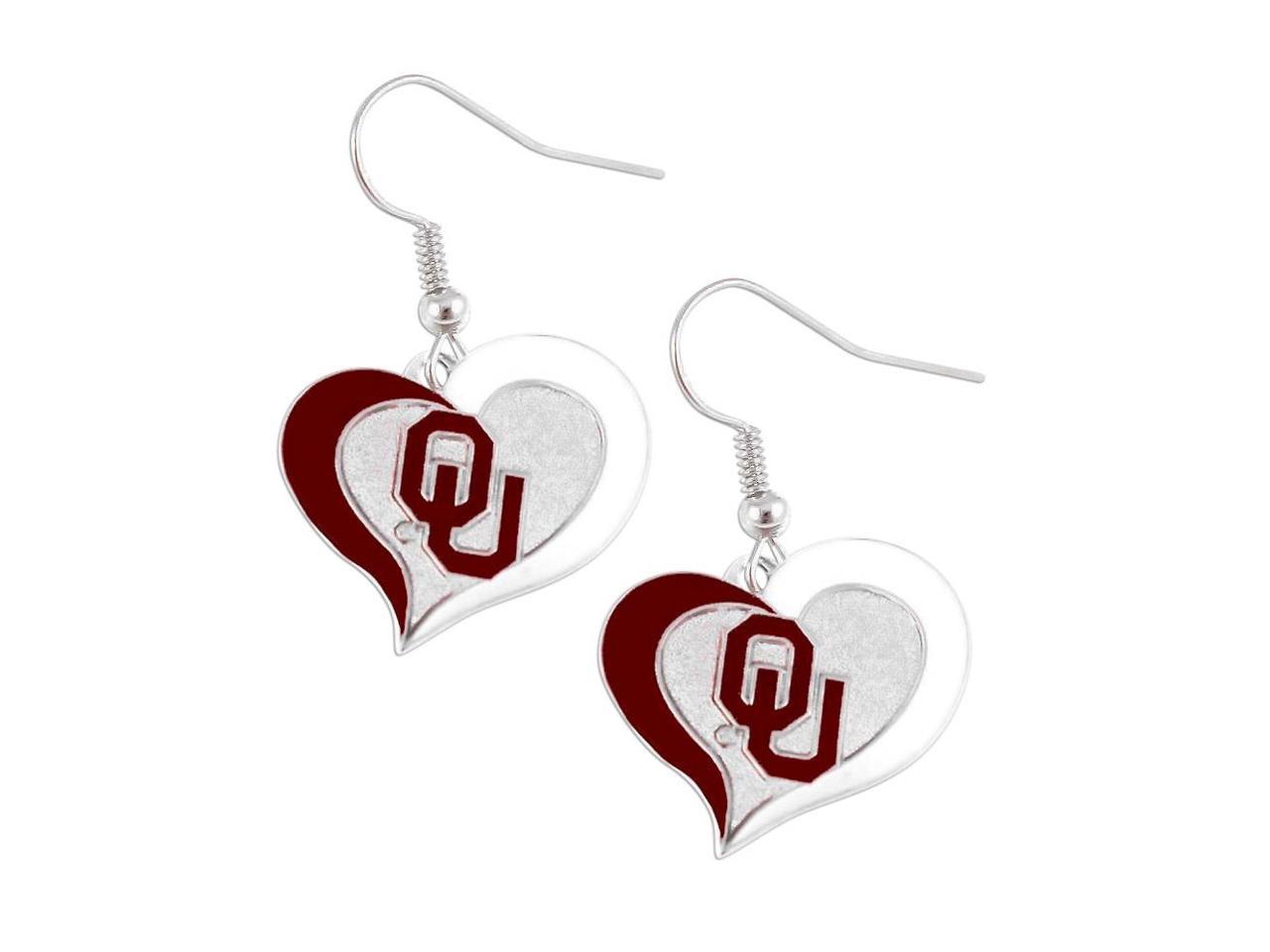 NCAA Oklahoma Sooners Swirl Heart Earrings