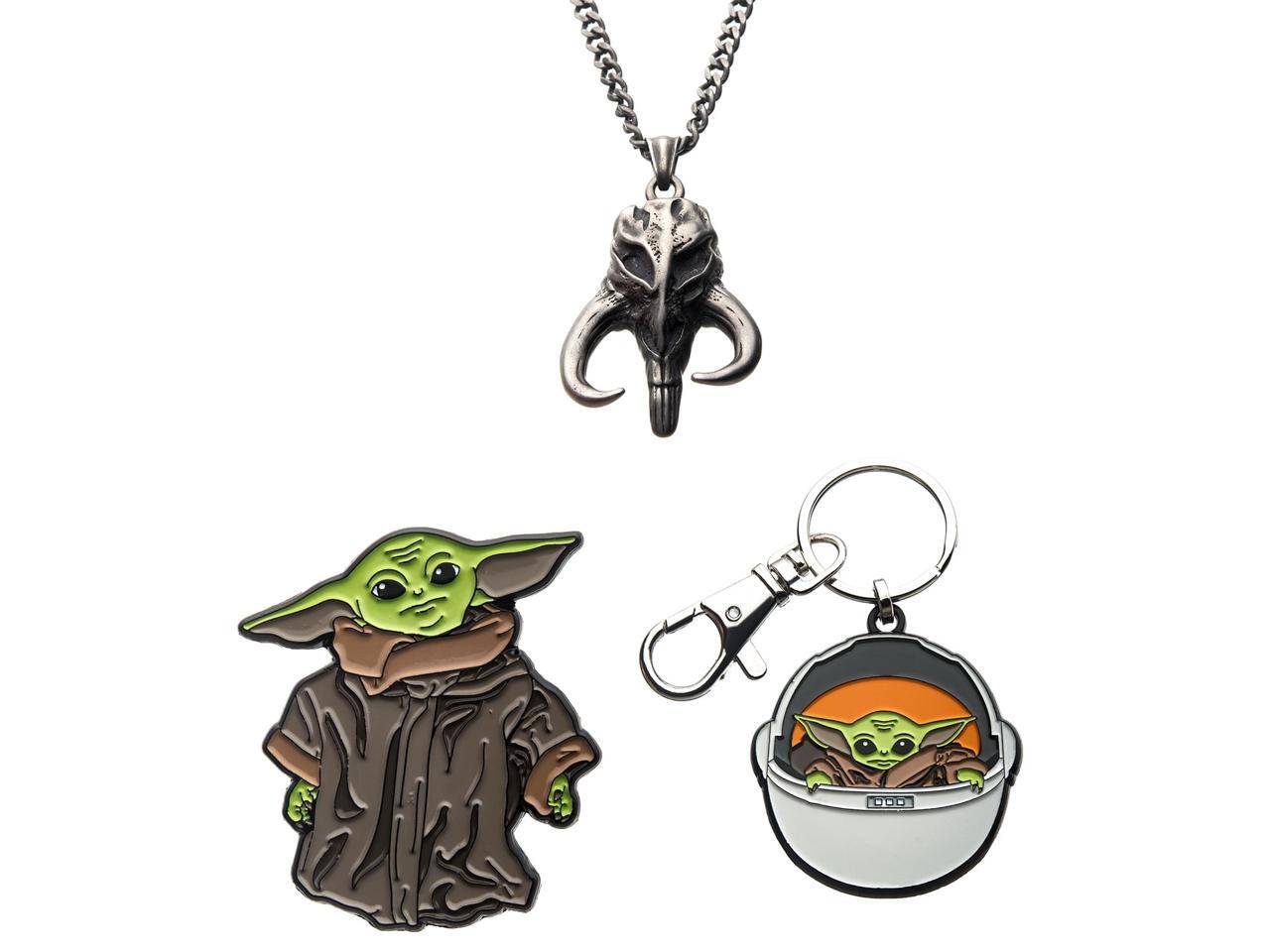 Star Wars Mandalorian The Child Baby Yoda Bundle Keychain Necklace Pin Newegg Com