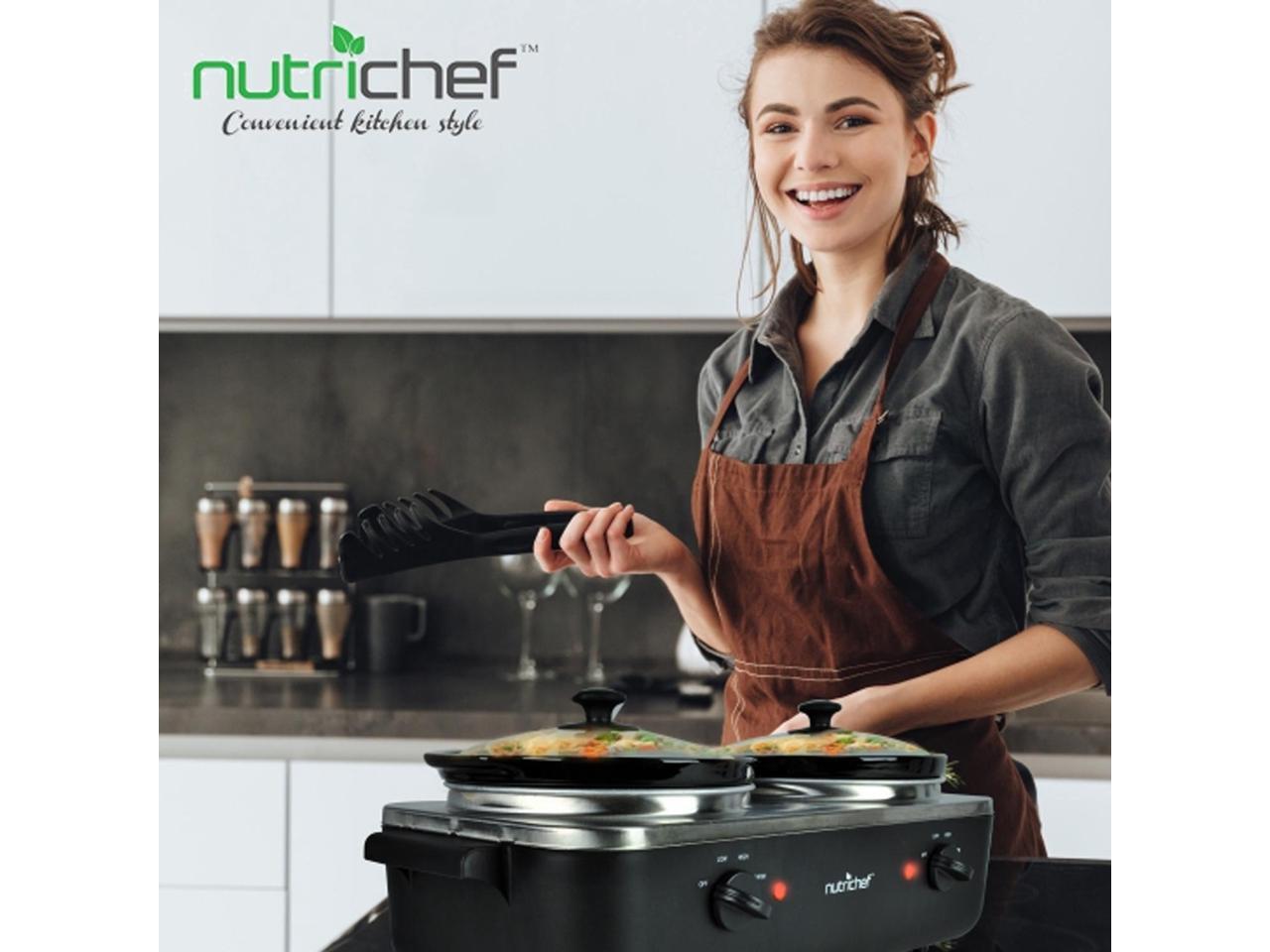 NutriChef PKBFWM26 Dual Pot Electric Slow Cooker Food Warmer / Buffet