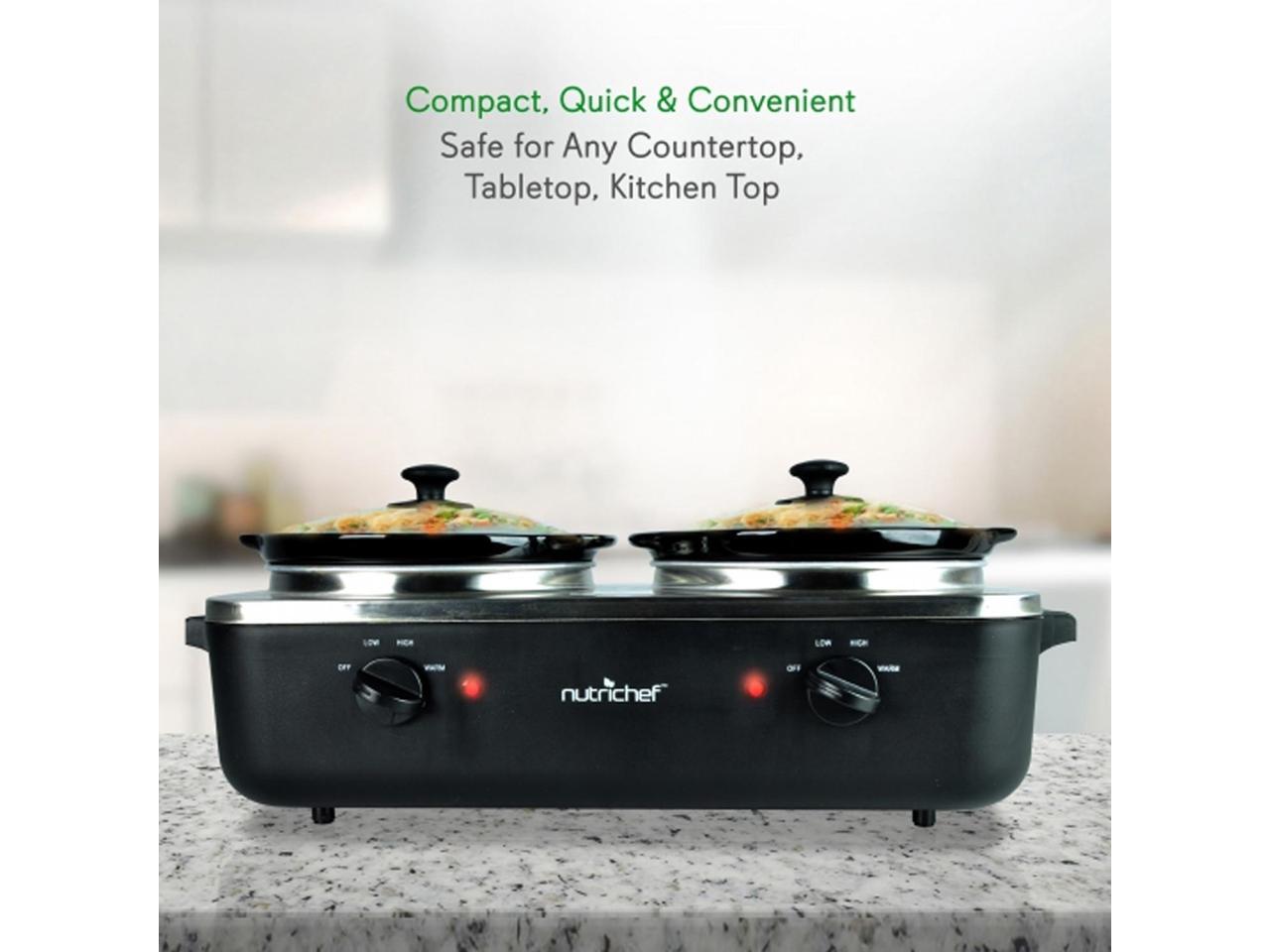 NutriChef PKBFWM26 Dual Pot Electric Slow Cooker Food Warmer / Buffet