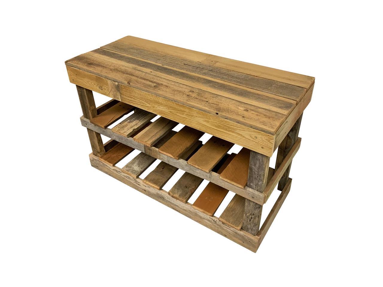 del Hutson Designs 39 Inch Rustic Chic Solid Barnwood Styled Shoe Rack,  Natural - Newegg.com