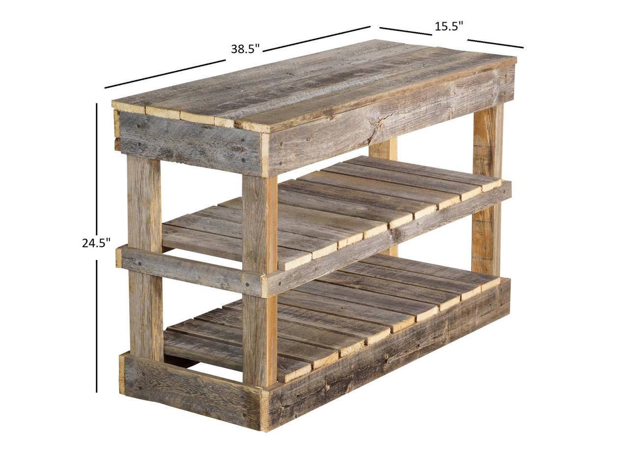 del Hutson Designs 39 Inch Rustic Chic Solid Barnwood Styled Shoe Rack,  Natural - Newegg.com