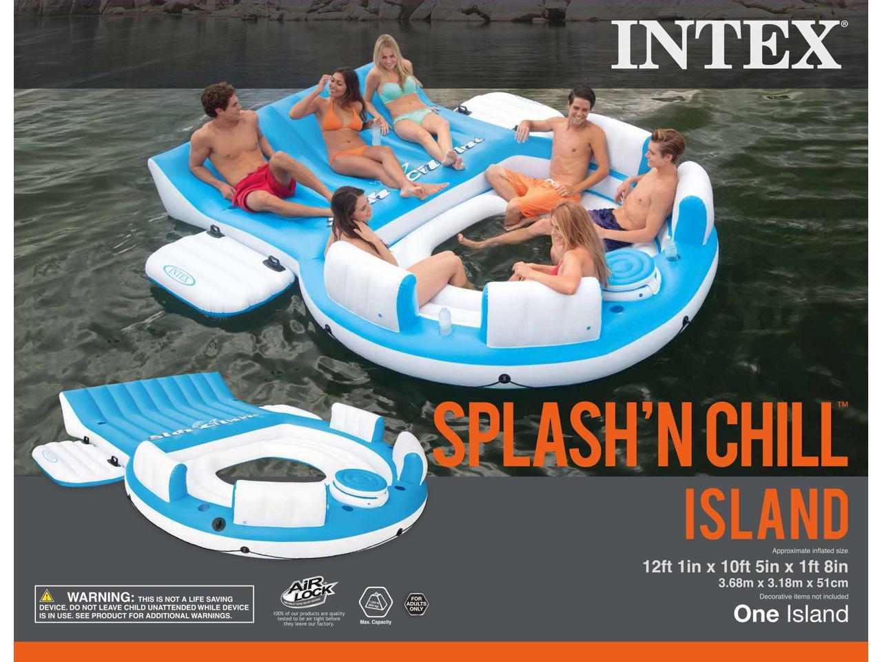 Intex 56299CA 6 Person Inflatable Relaxation Island Raft with Backrests and Cooler for sale online 