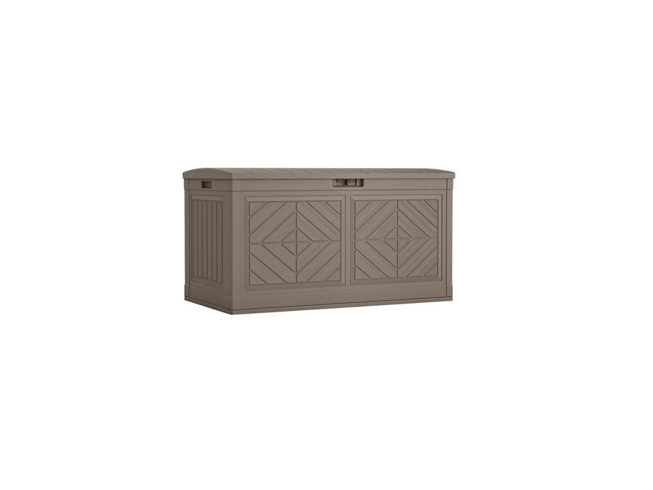 Suncast Baywood 80 Gallon Resin Patio Outdoor Furniture Storage Box Dark Taupe Newegg Com