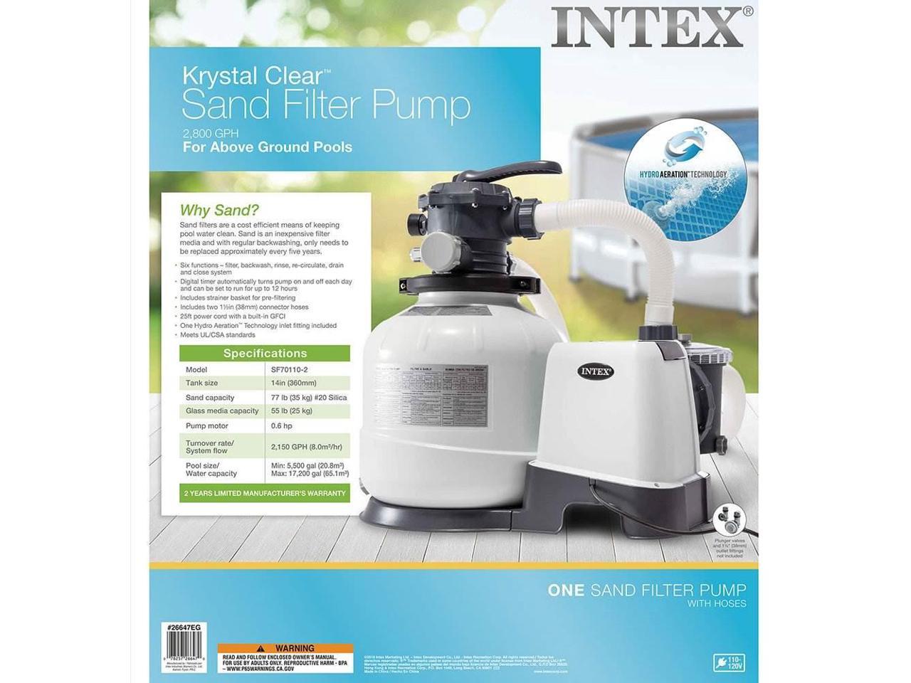 Intex 2800 Gph Pool Sand Filter Pump W Krystal Clear Saltwater System Newegg Com