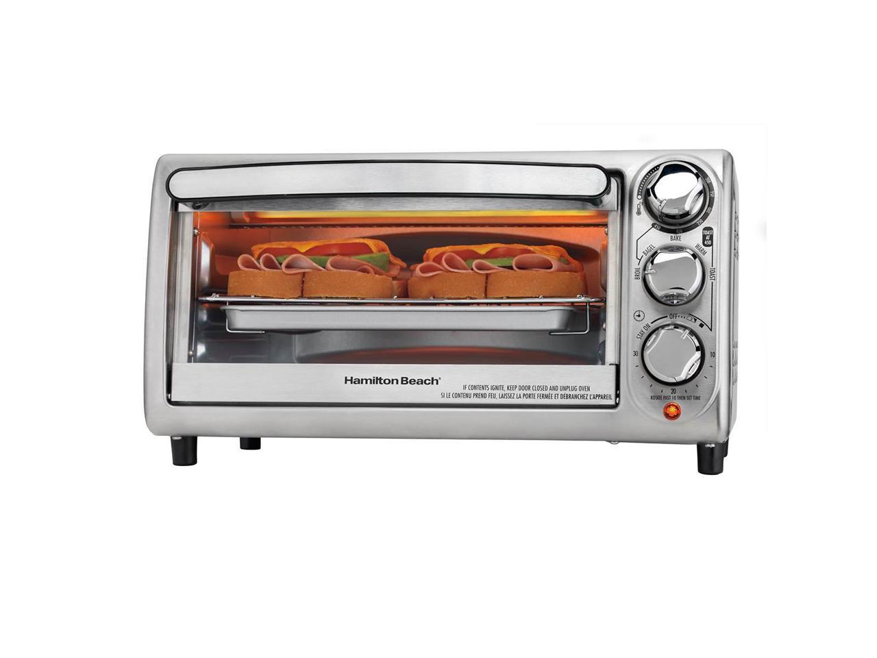 Hamilton Beach 31143 4 Slice Toaster Oven Broiler, Stainless Steel
