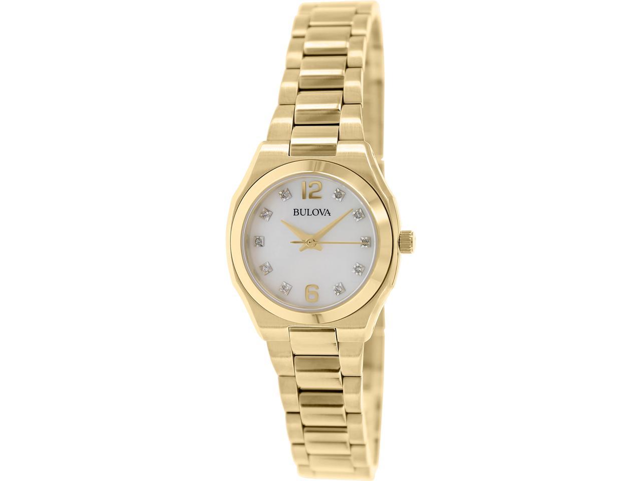 bulova men's gold plated diamond watch