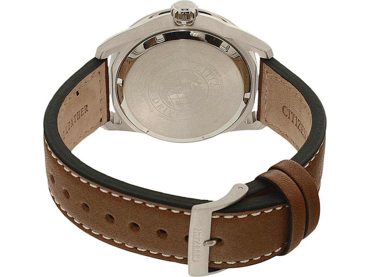 Citizen AW1361-10H Men's Avion Eco-Drive Charcoal Dial Brown Leather ...