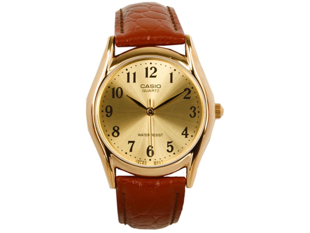 Casio Men S Leather Strap Watch Mtp 1094q 9b Newegg Com