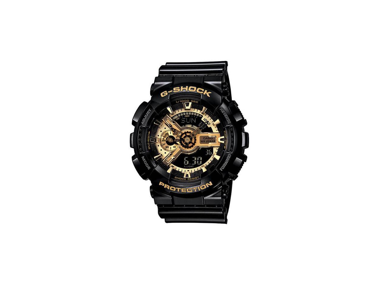 Casio Ga110gb 1a Black G Shock Digital Anti Magnetic Gold Tone Analog Newegg Com