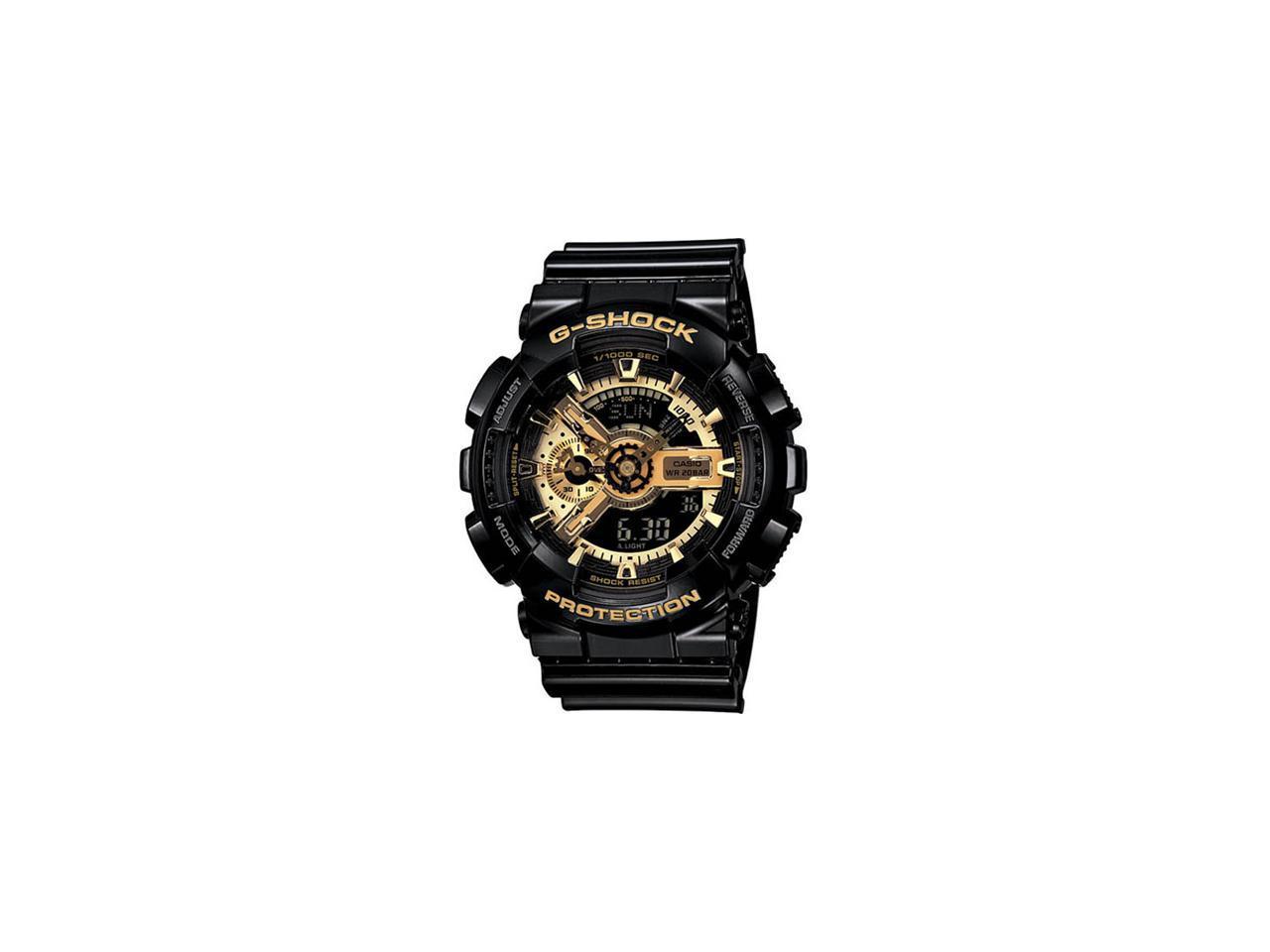 Casio Ga110gb 1a Black G Shock Digital Anti Magnetic Gold Tone Analog Newegg Com