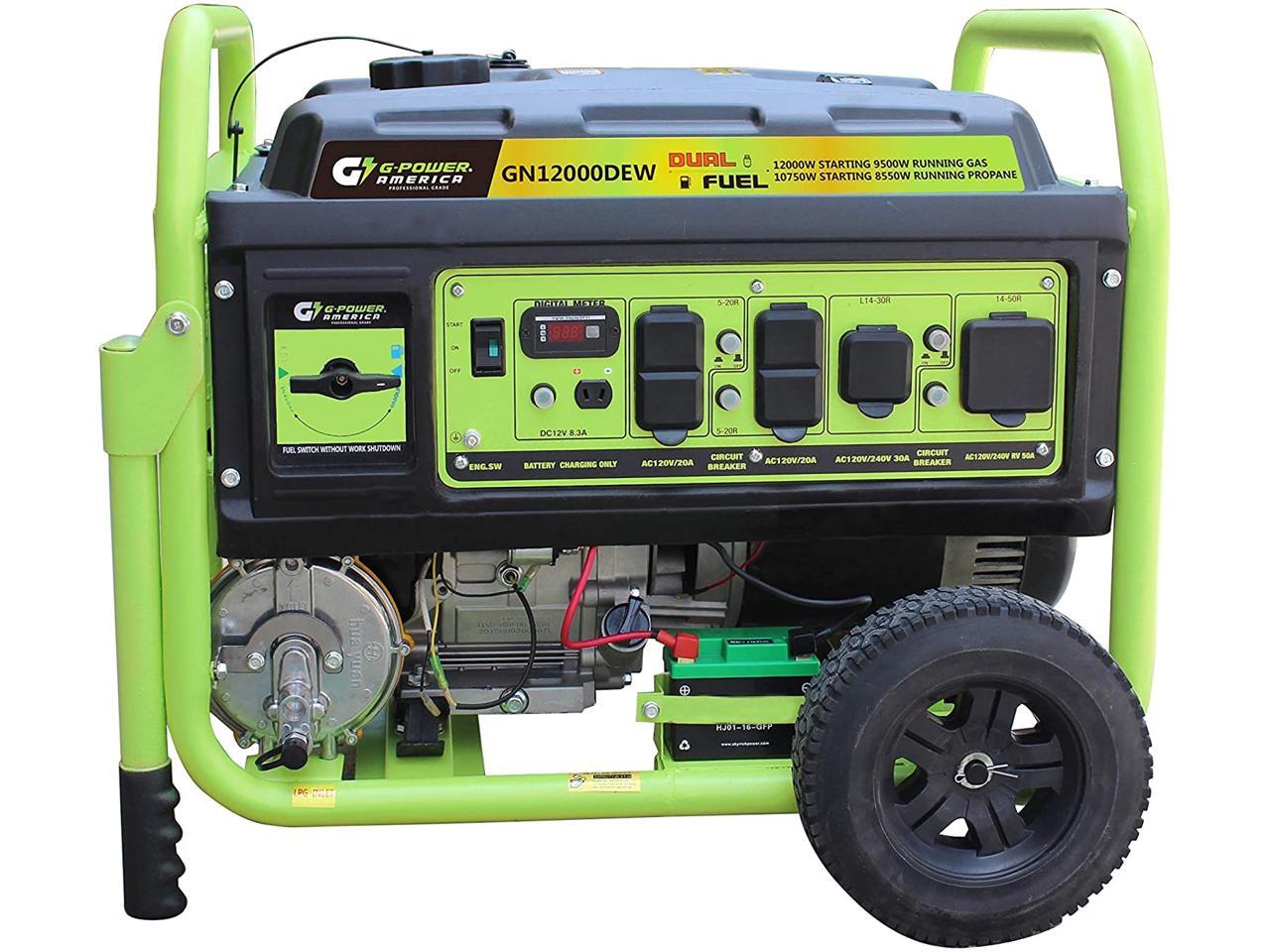 GreenPower America GN12000DEW 12000Watt Dual Fuel Gas/Propane Powered Portable electrical