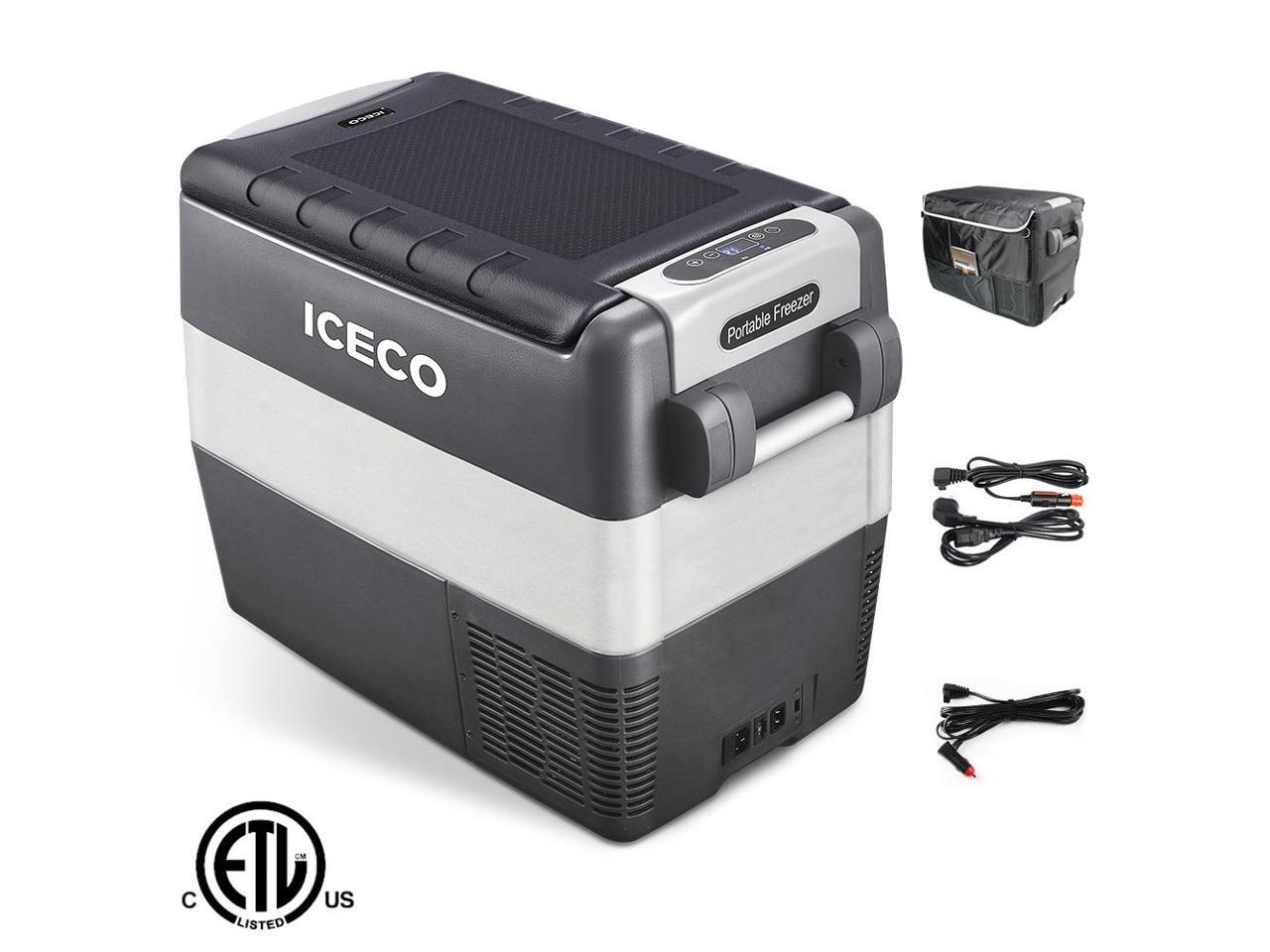 ICECO GO12 12v Portable Freezer Mini Car Fridge Freezer Cooler For RV Road Trip Picnic 12 Liter/12.7 Quart Party for Outdoor and Home Use and Office AC 100-240V 0℉ to 50℉ Camping DC 12/24 V
