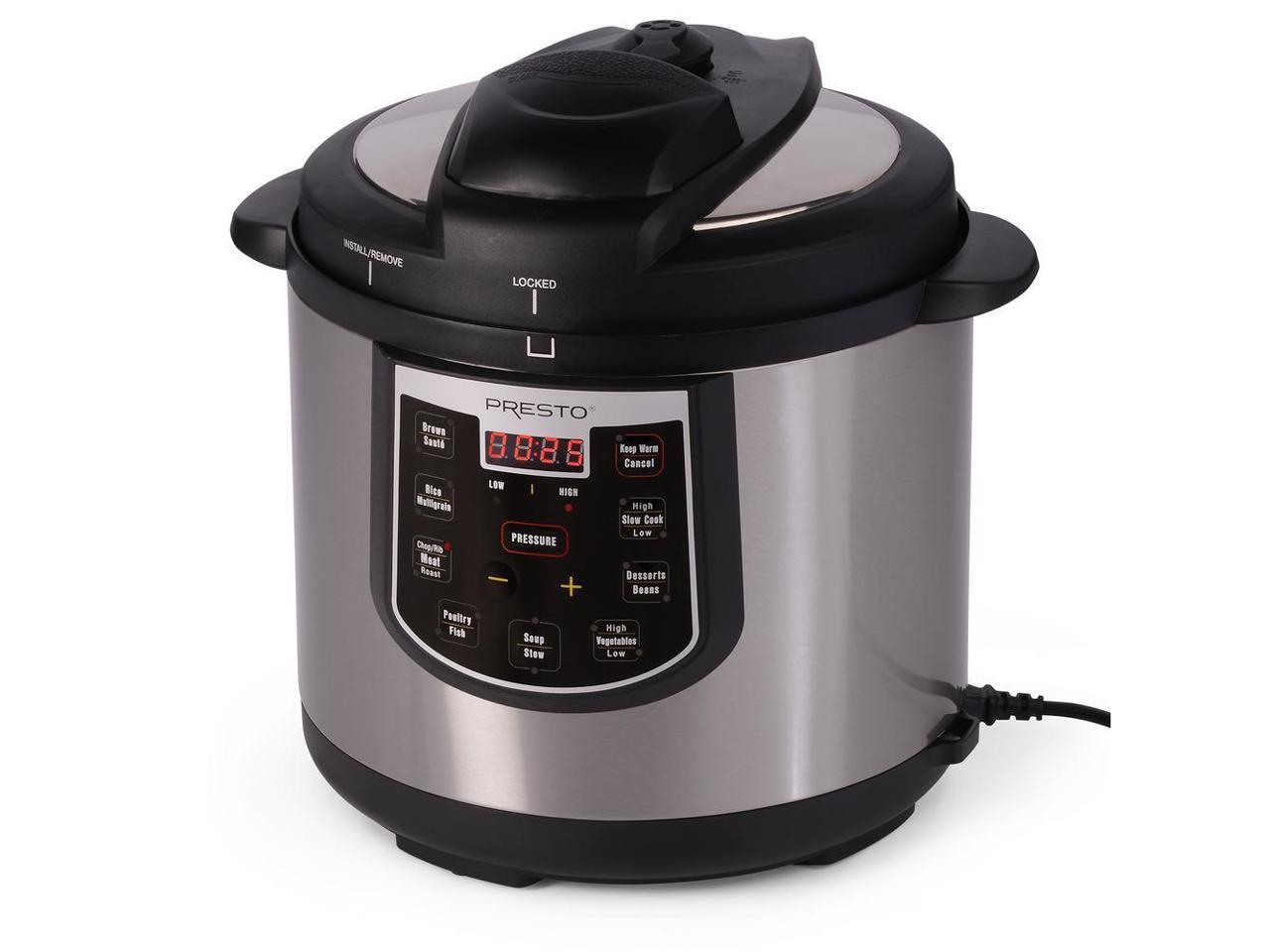 Presto 02141 6-Quart Electric Pressure Cooker, Stainless and Black ...