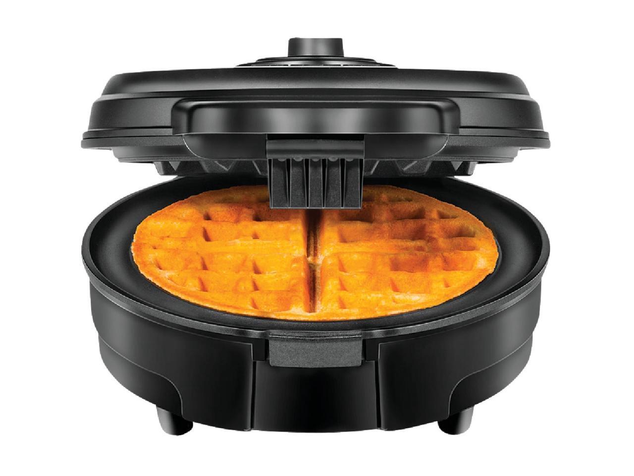chefman antioverflow belgian waffle maker w/shade selector & mess free moat, round waffle iron w