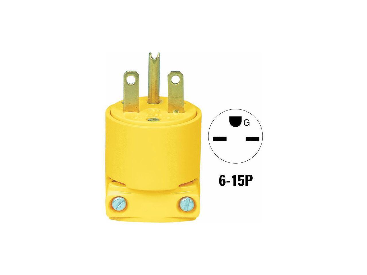 Commercial Grade 2-Pole Cord Plug Yellow Lot of 10 Cooper Wiring Devices 4509