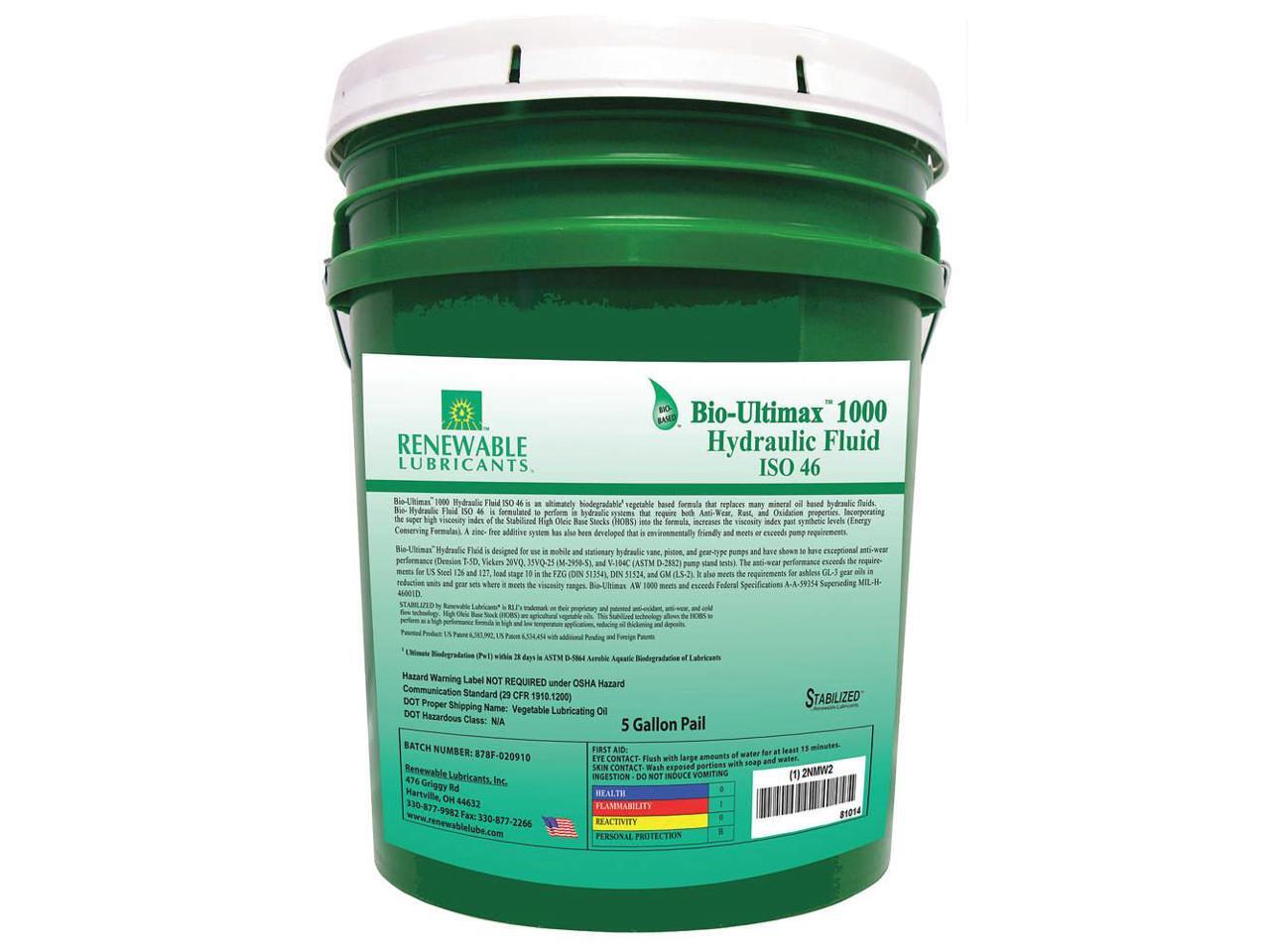 Vegetable Oil Hydraulic Oil, 5 gal. Pail, ISO Viscosity Grade 46