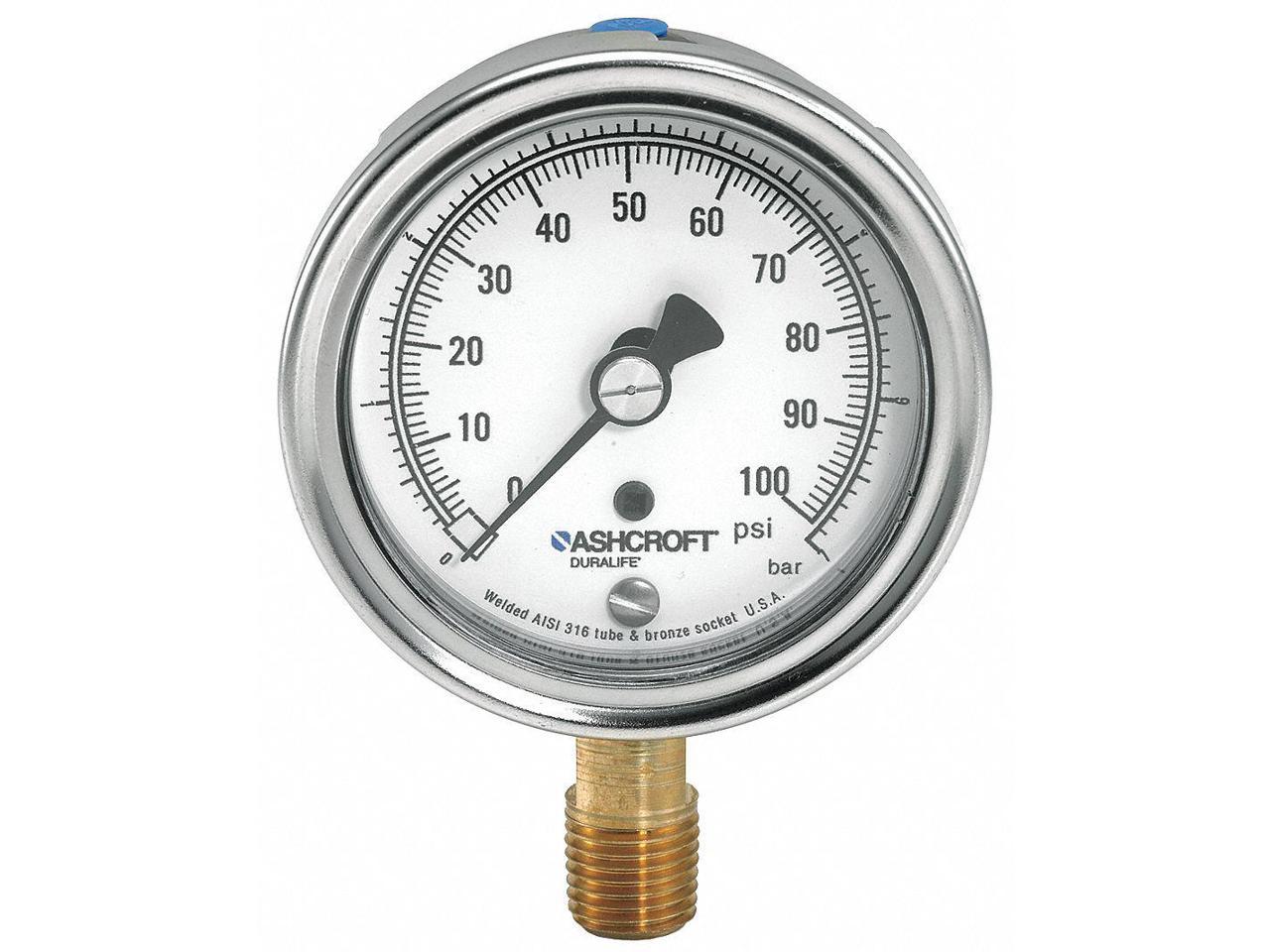 ASHCROFT 351009SWL02L1500# Gauge,Pressure,0 to 1500 psi,3-1/2 in. 