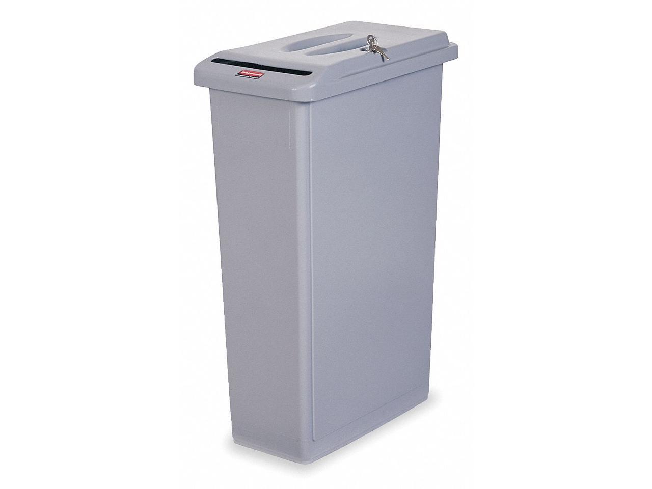 RUBBERMAID FG9W1500LGRAY 23 gal. Plastic Rectangular Confidential Waste