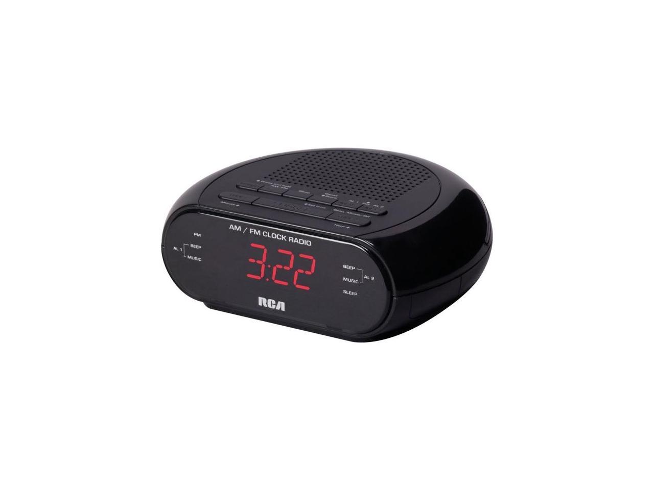 RCA RC205 Alarm Clock Radio with Red LED & Dual Wake