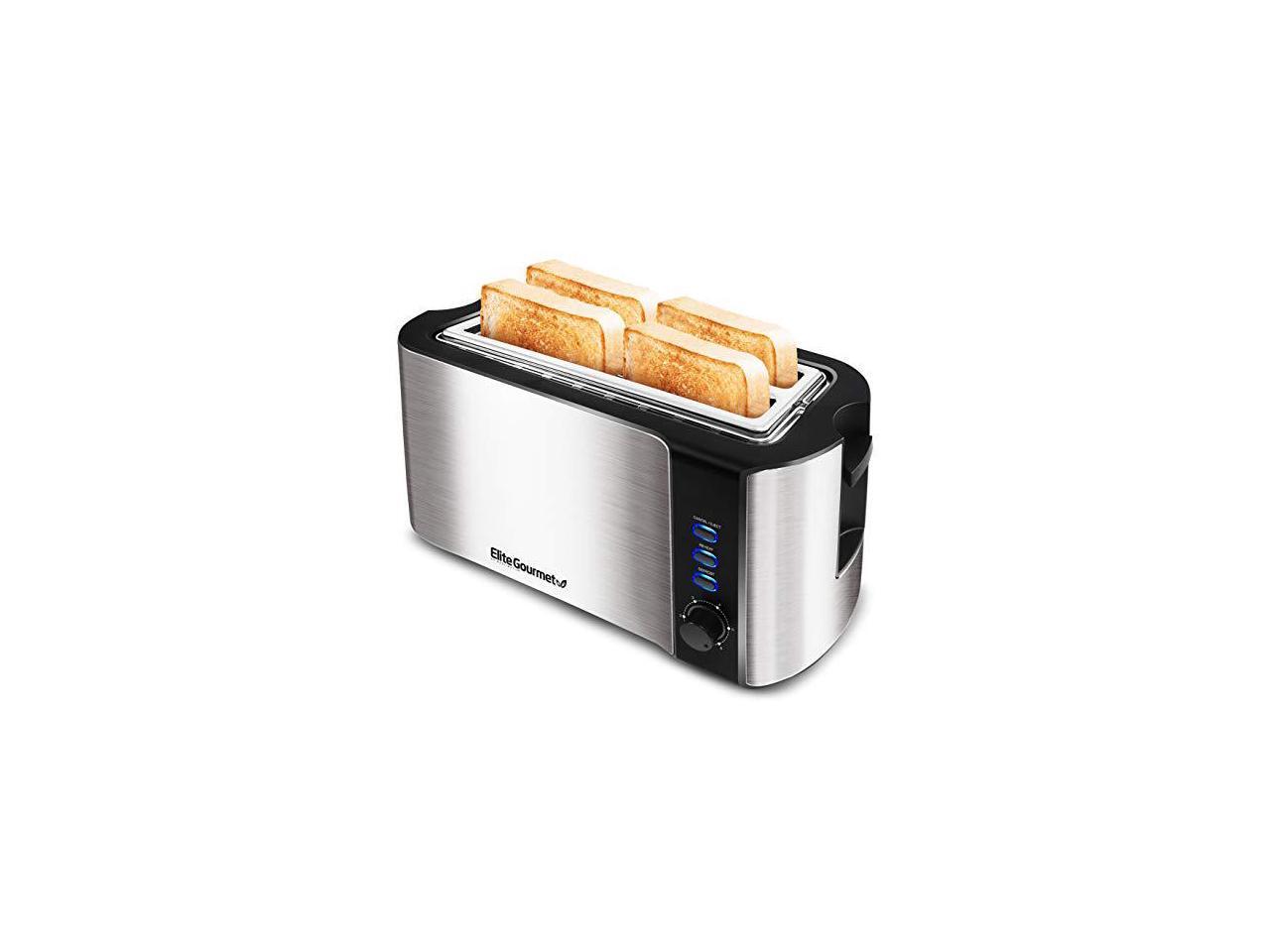 Elite Gourmet ECT3100 Stainless Steel 4 Slice Stainless Steel Long Toaster