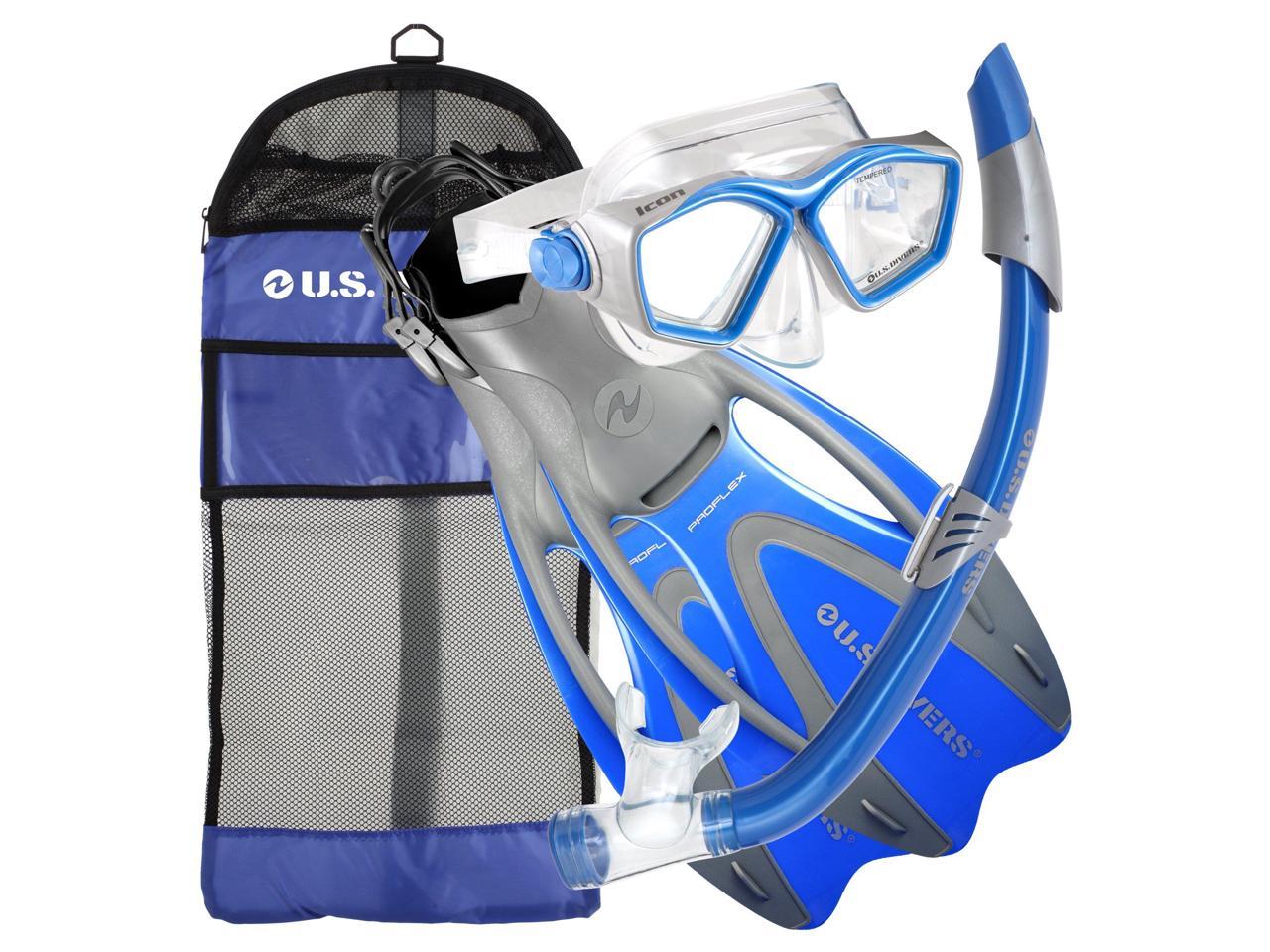 U.S. Divers Adult Mask, Snorkel and Fins Gear Bag in Electric Blue ...