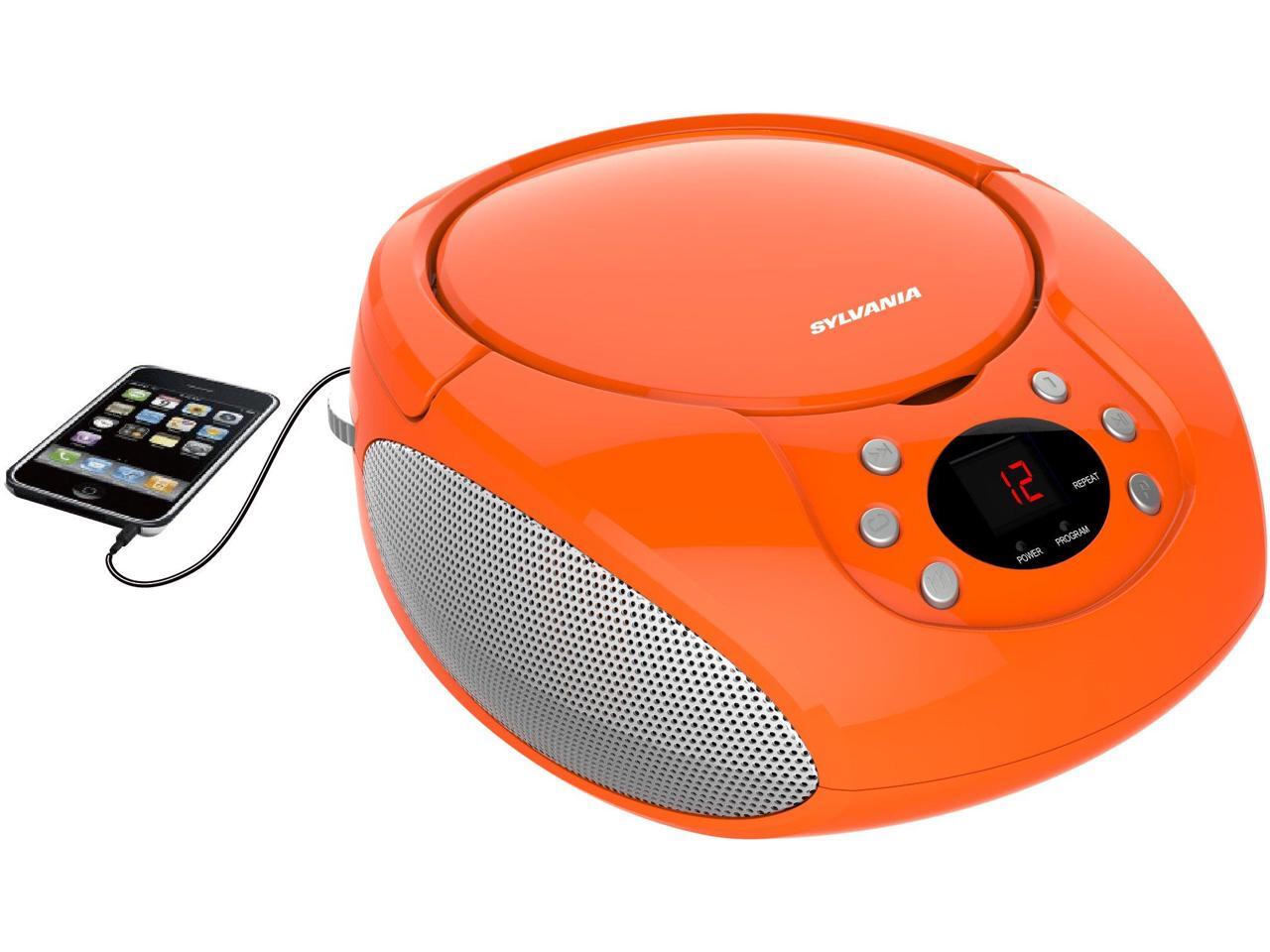 SYLVANIA(R) SRCD261BORANGE Portable CD Player with AM/FM Radio