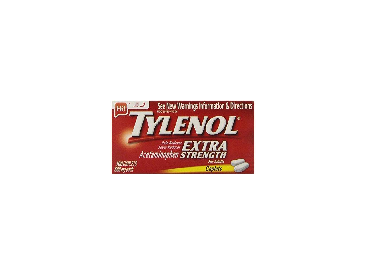 Tylenol Extra Strength 1 box of 100 caplets Pain Reliever, Fever